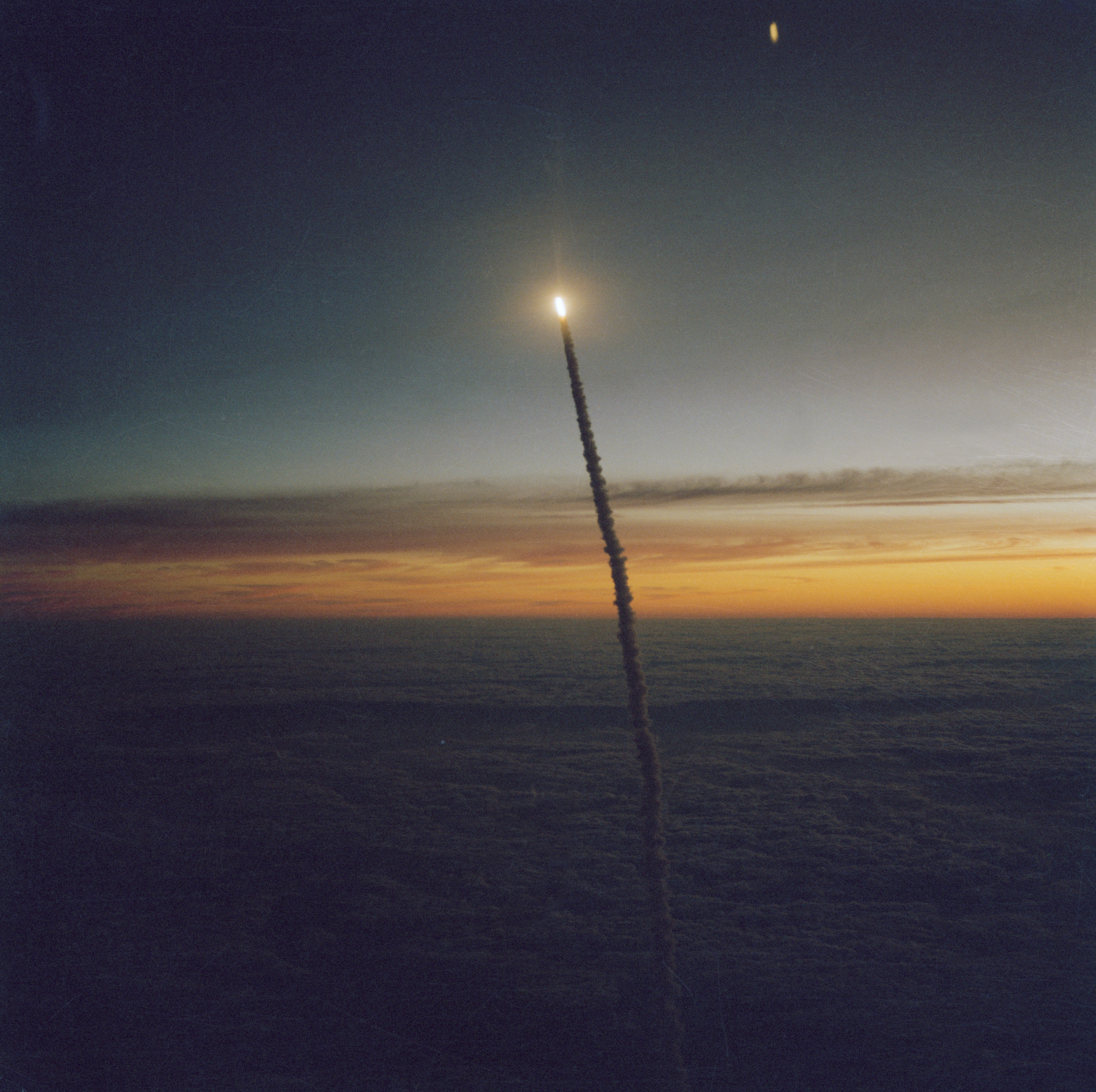 View of the early morning launch of STS 41-G Challenger