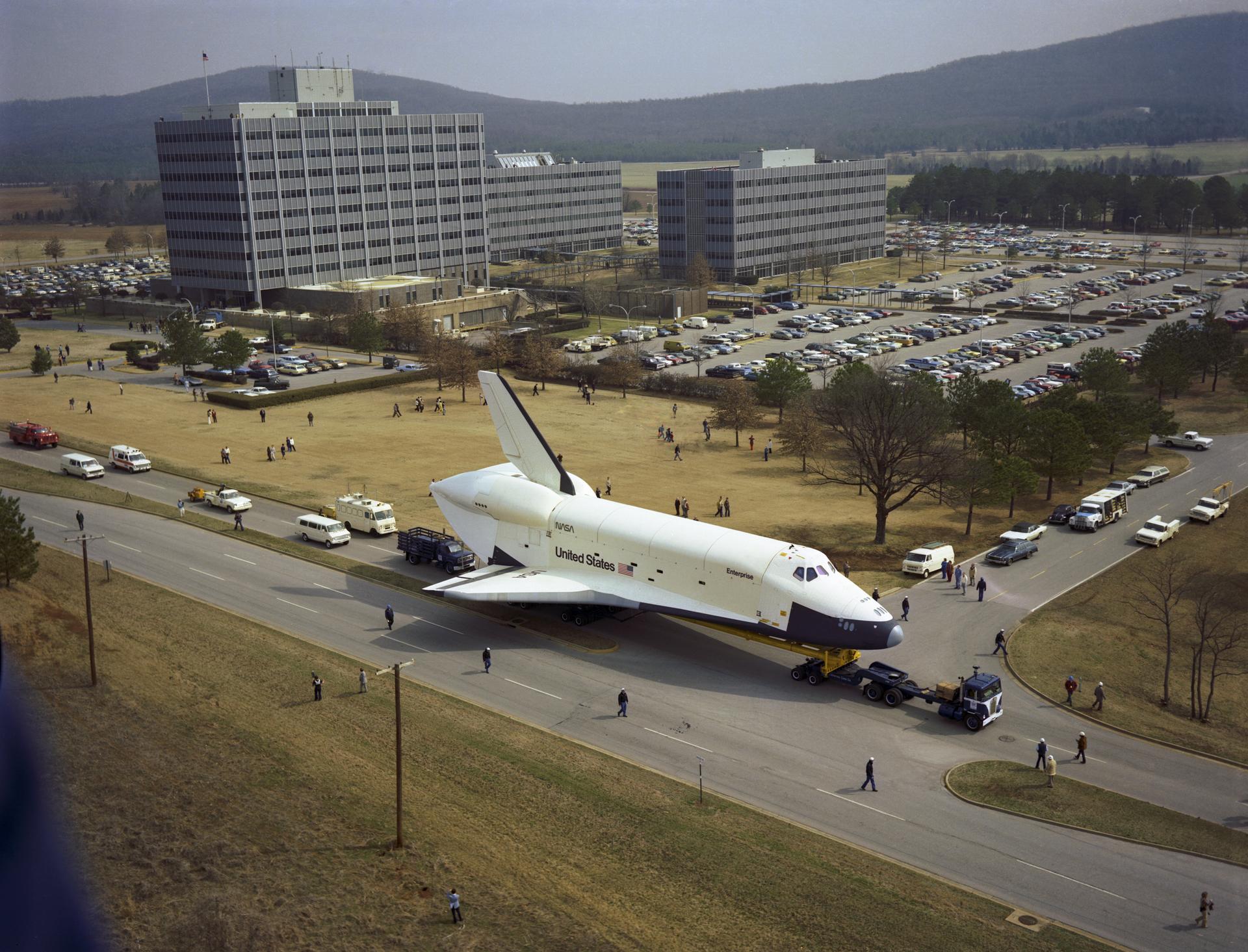 Orbiter Enterprise at Marshall Space Flight Center for testing