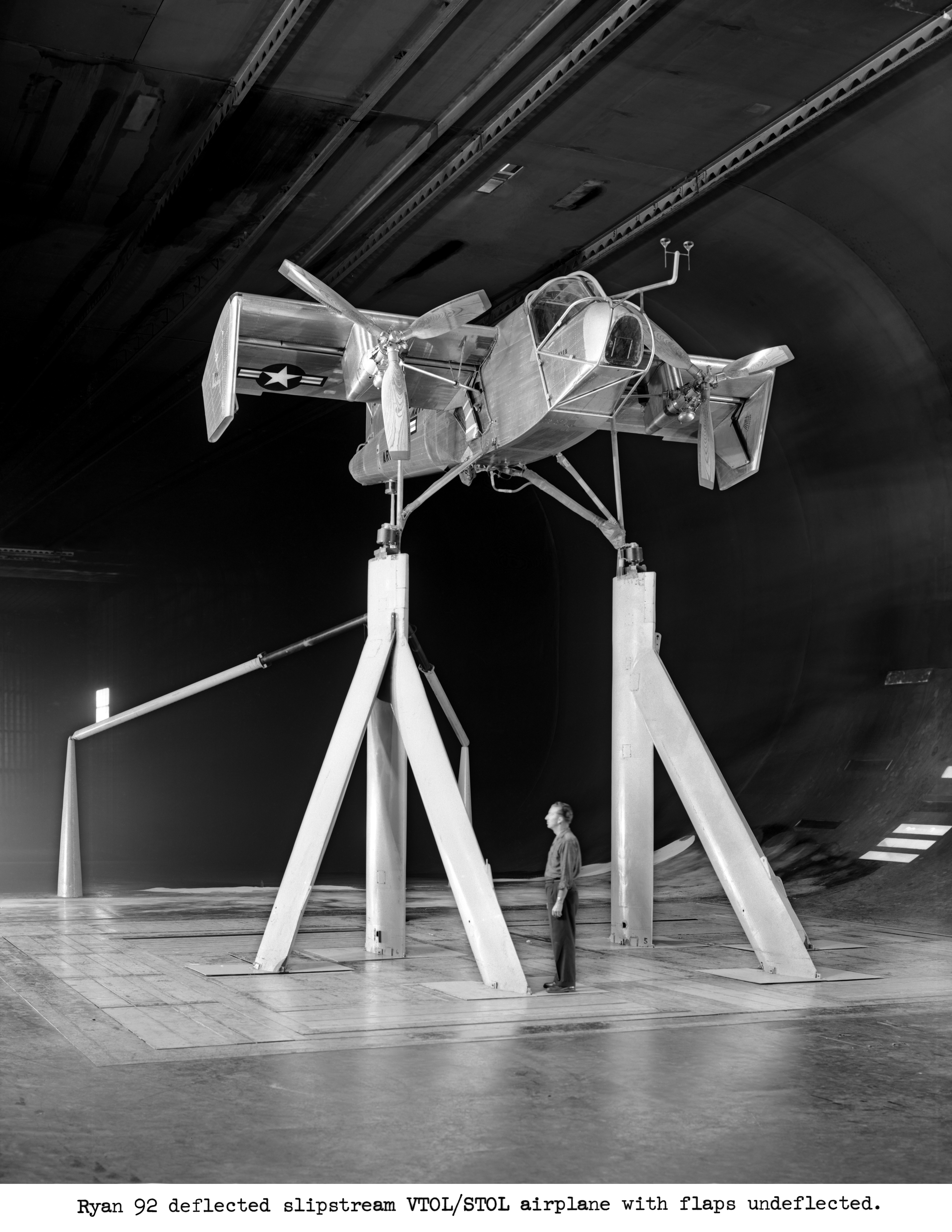 Ryan Deflected Slipstream VTOL/STOL in 40x80 Foot Wind Tunnel.