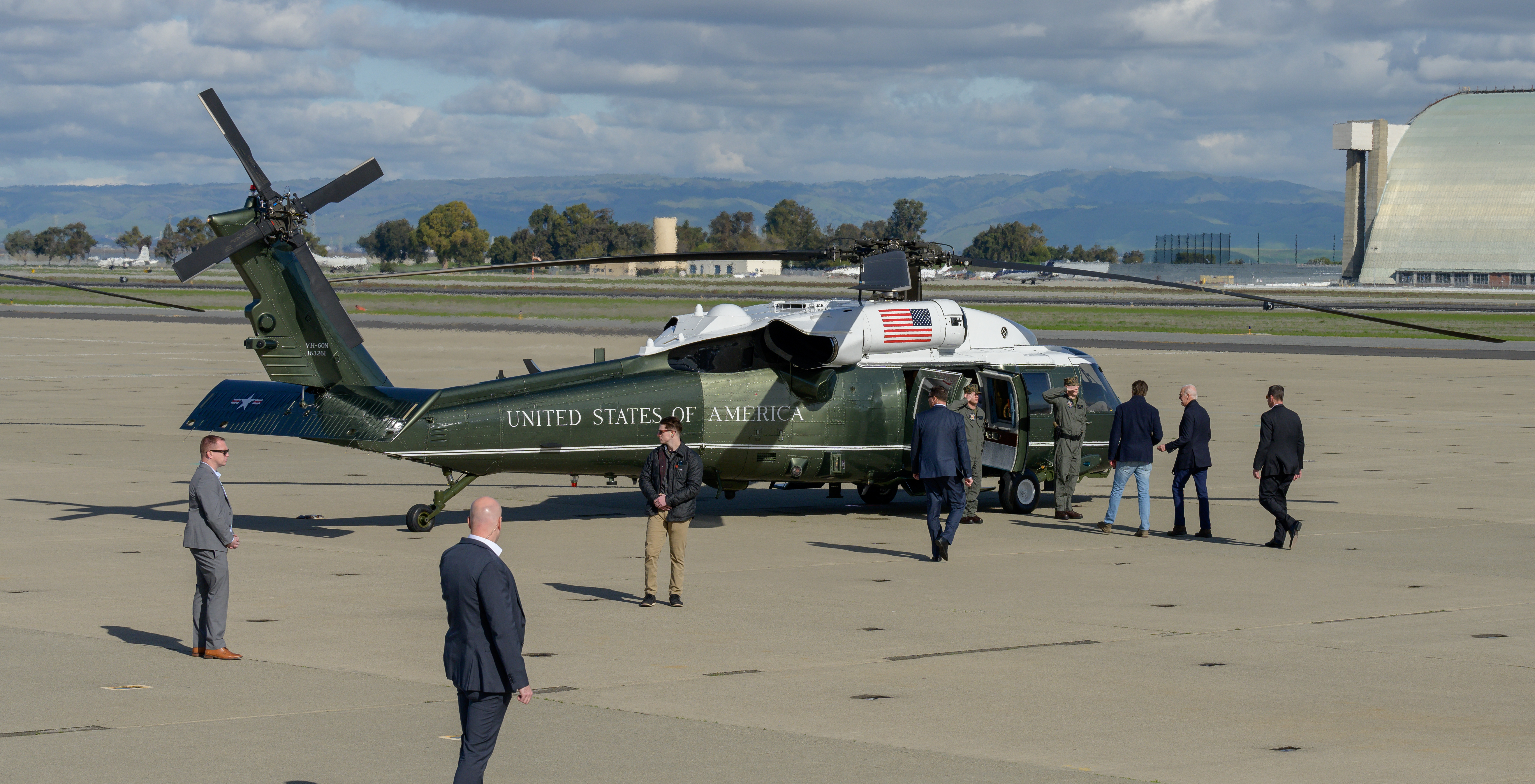 U.S. President Joe Biden Departs Moffett Federal Airfield Aboard Marine One
