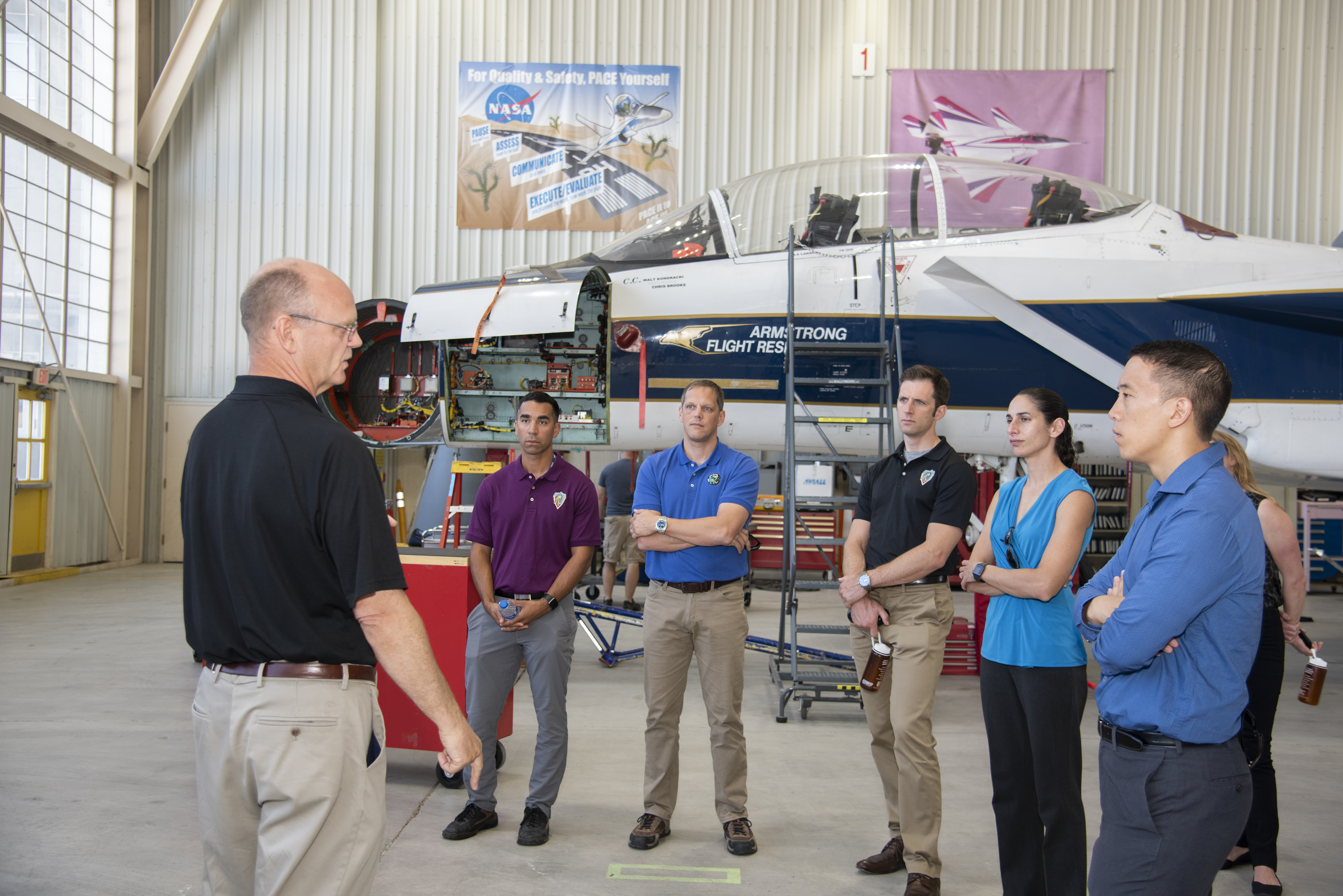 Astronauts Tour Aircraft Hangar at Armstrong Flight Research Center