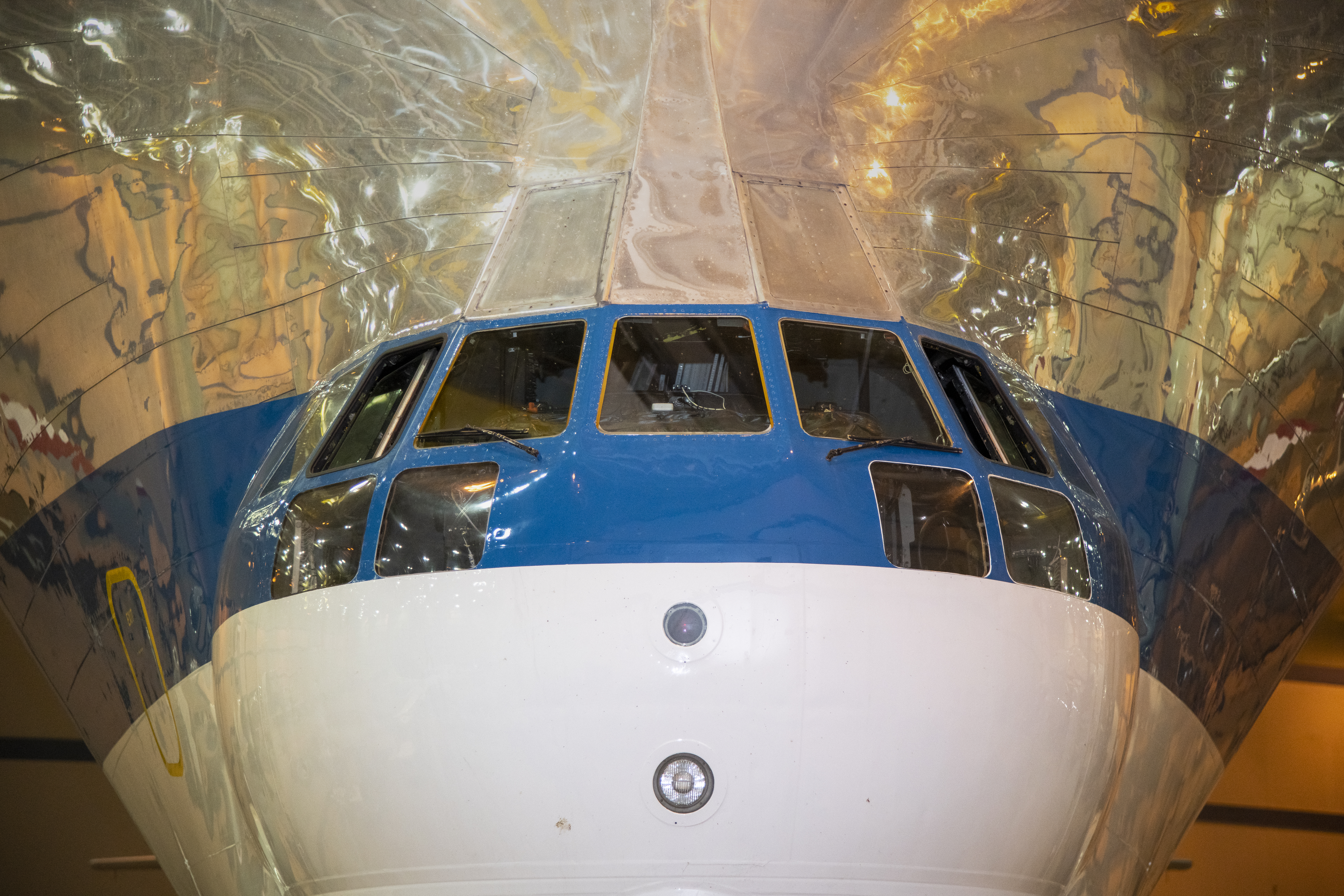 NASA's Super Guppy in the hangar at Armstrong Building 703