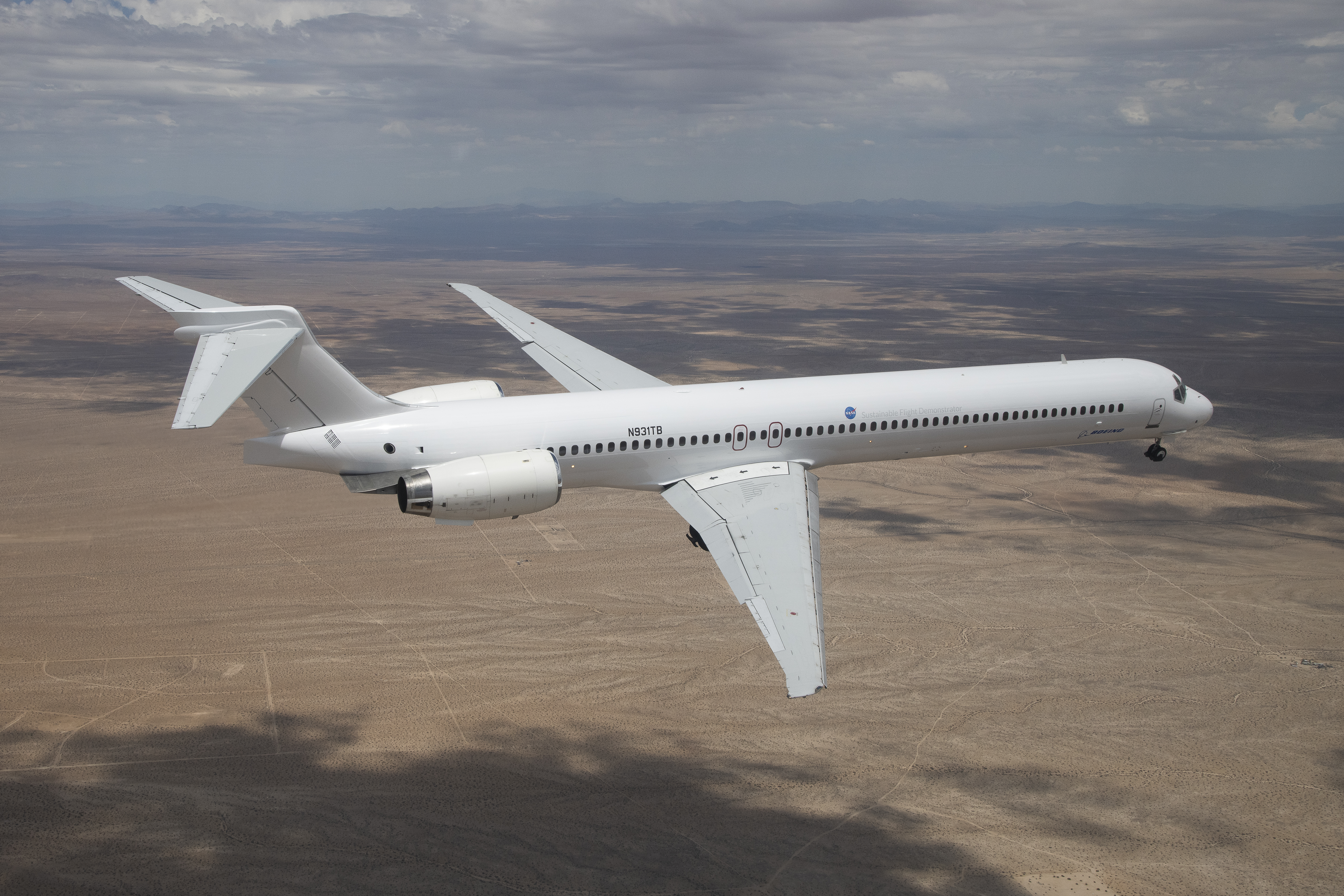 Boeing MD-90 flies from Victorville, California to Palmdale, California where it will begin modifications as part of NASA Sustainable Flight Demonstrator