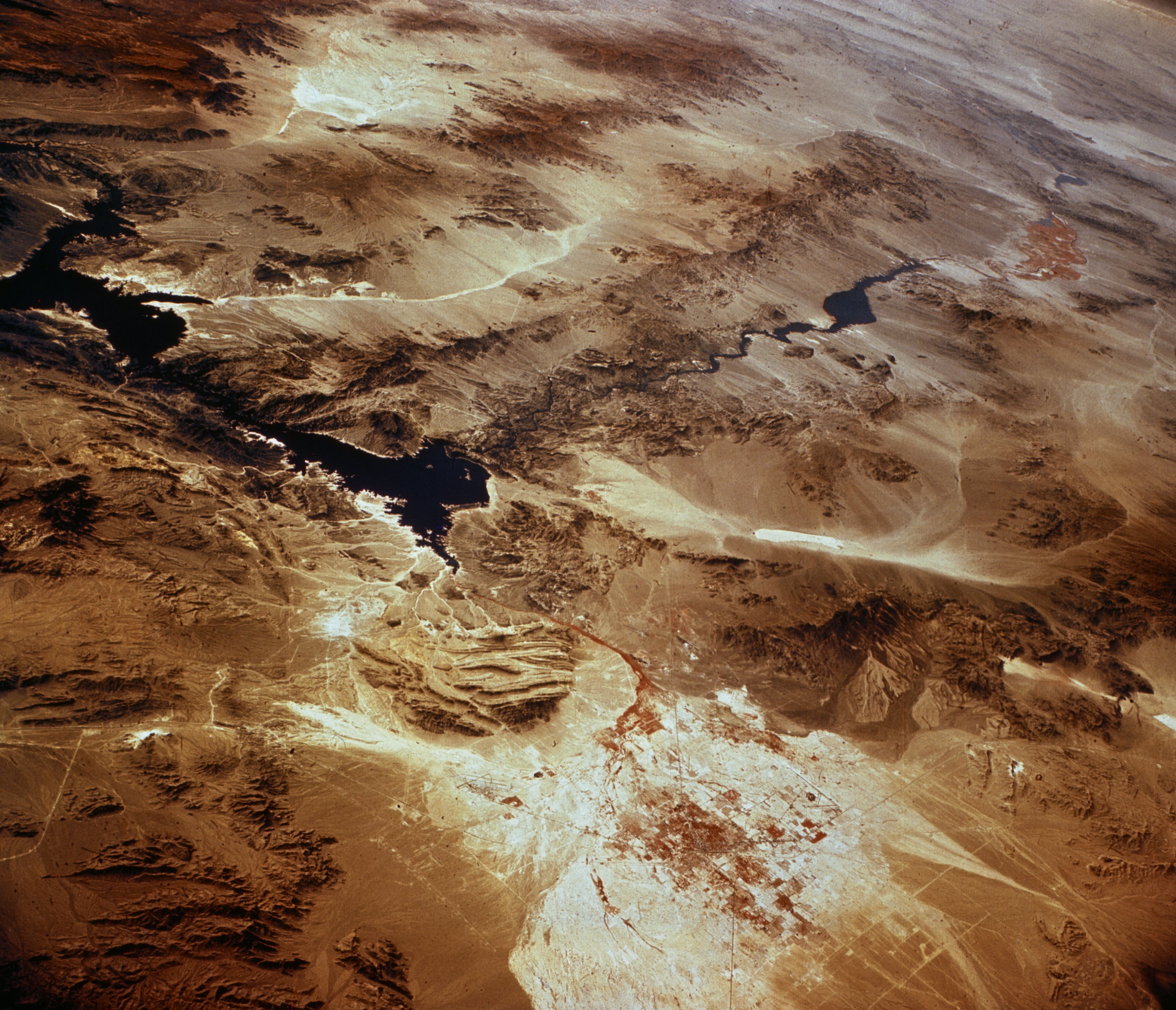 Southwestern US, with Las Vegas, NV in foreground, taken by X-15 Hycon HR-236 Camera during flt. 2-39-70 on June 27, 1965