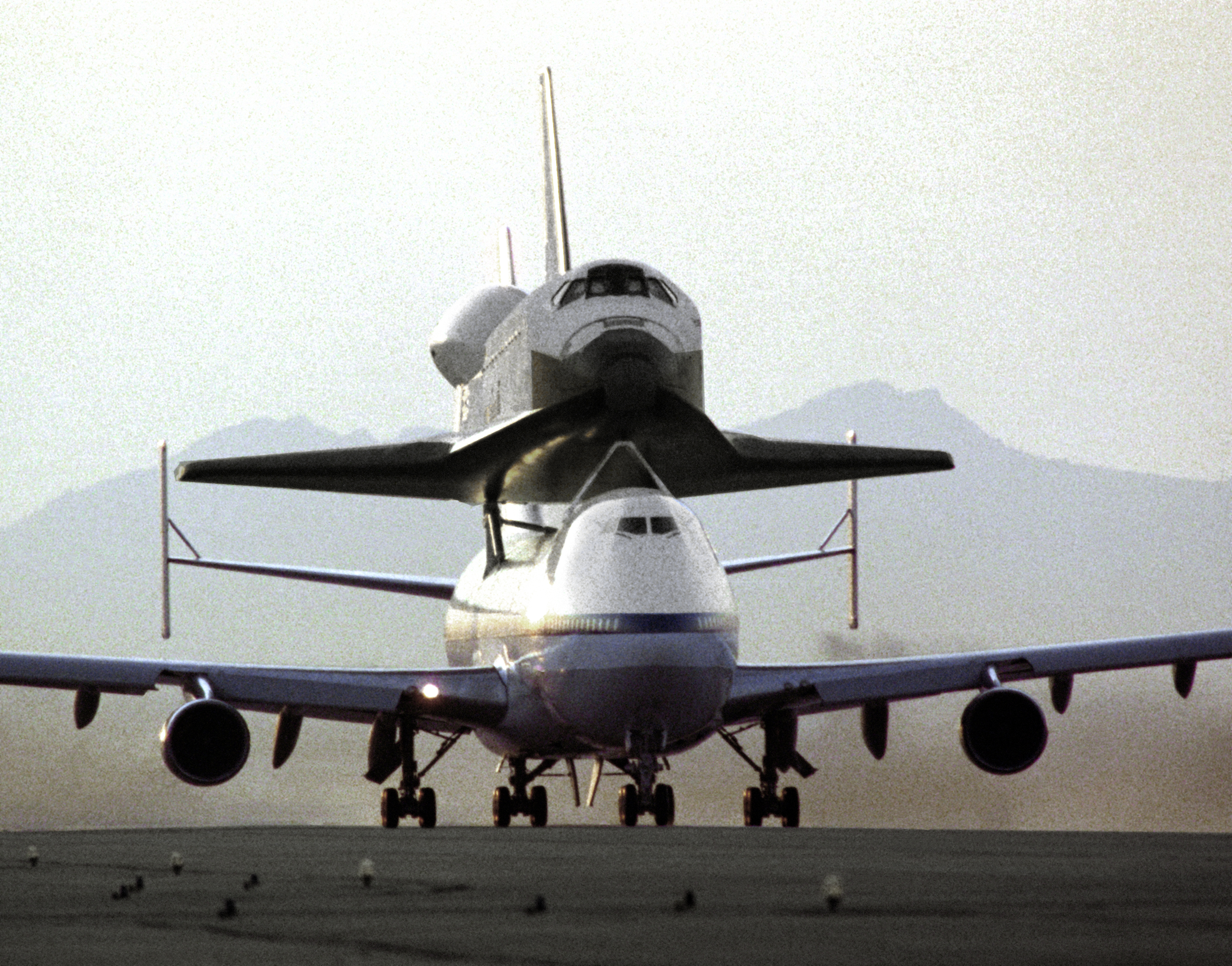 Shuttle Endeavour Mated to 747 SCA Taxi to Runway for Delivery to Kennedy Space Center, Florida