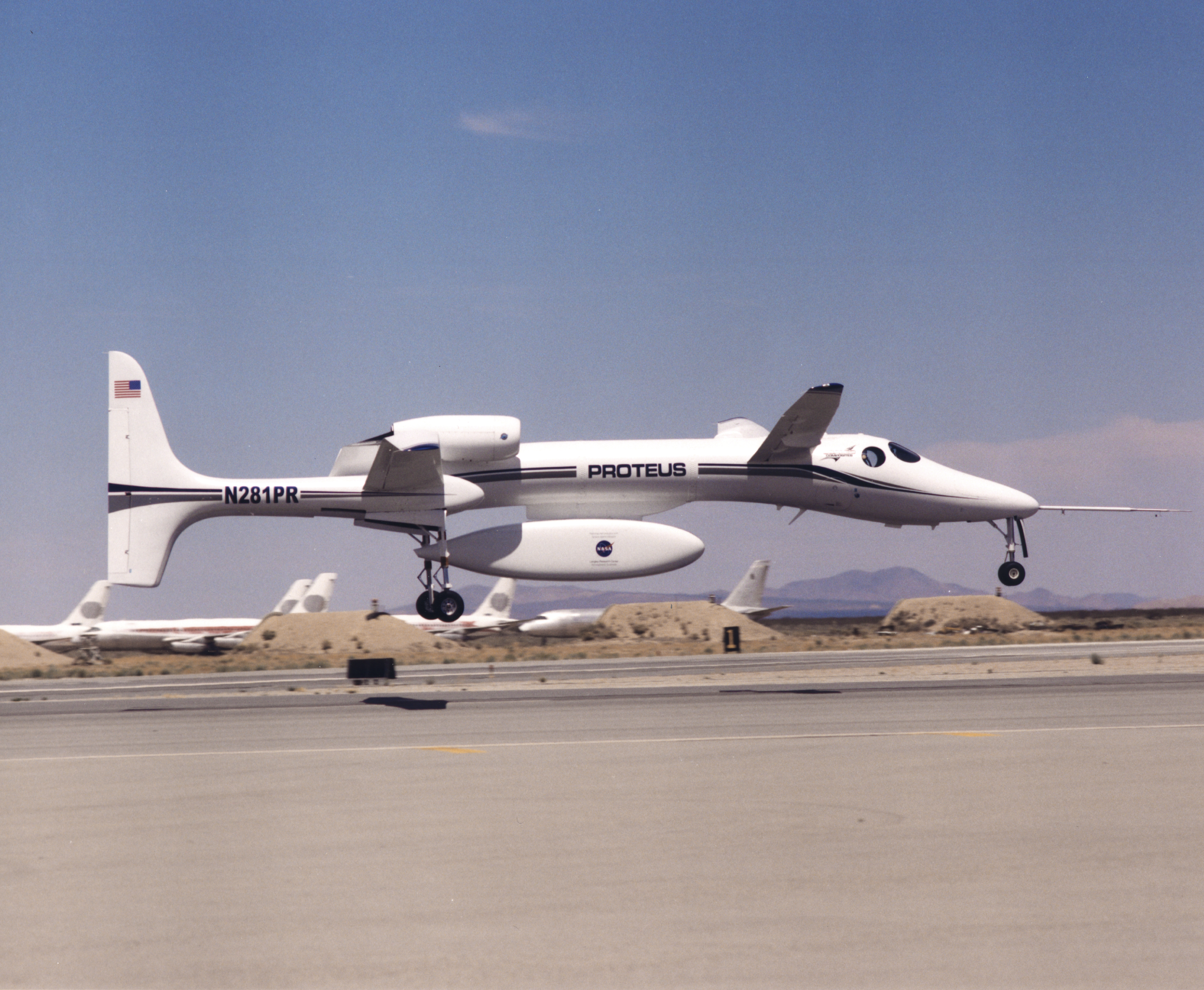 ERAST Program Proteus Aircraft Taking Off from Mojave Airport in Mojave, California