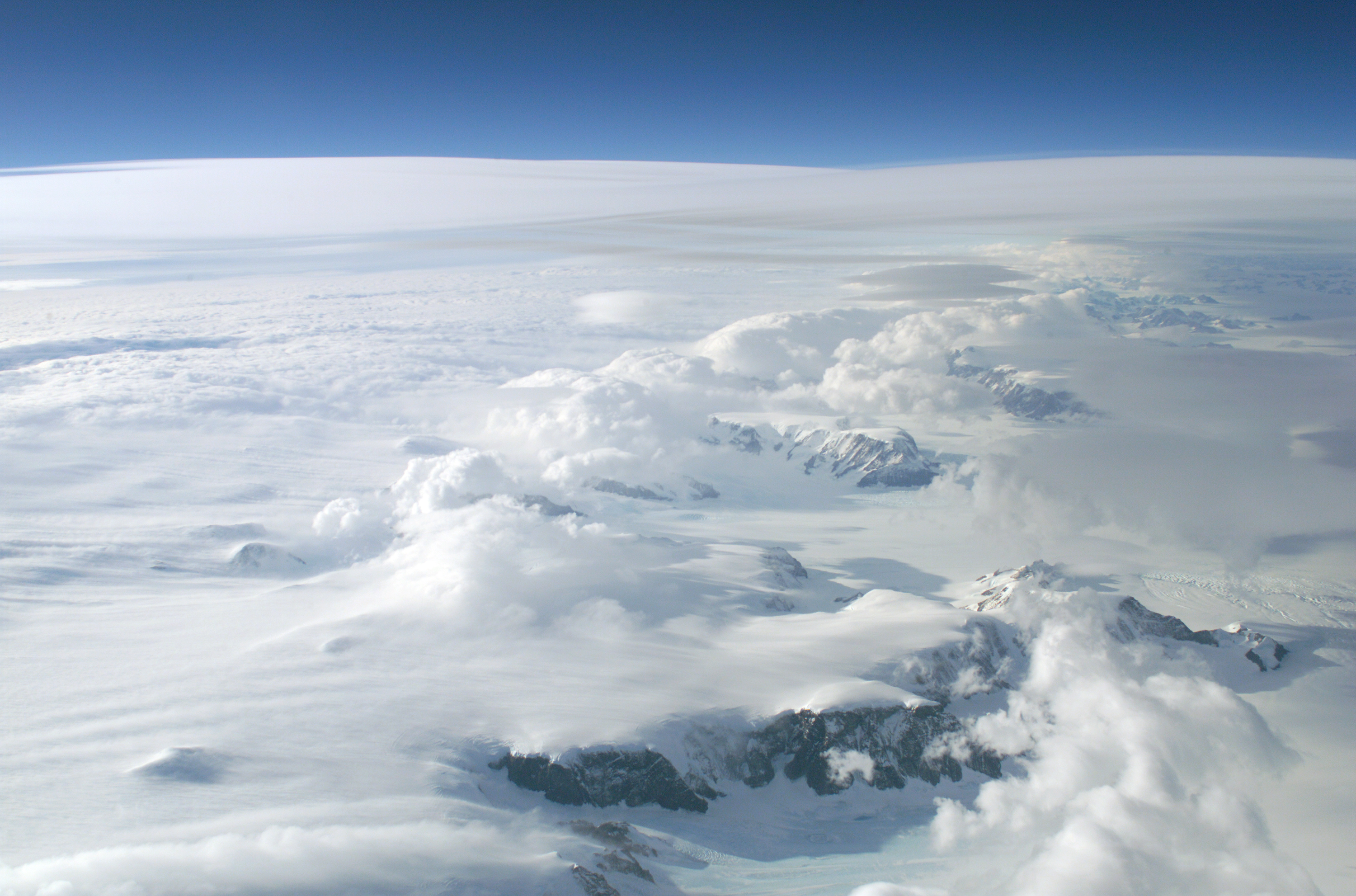 The Larsen Ice Shelf in Antarctica viewed from NASA's DC-8 aircraft during the AirSAR 2004 campaign