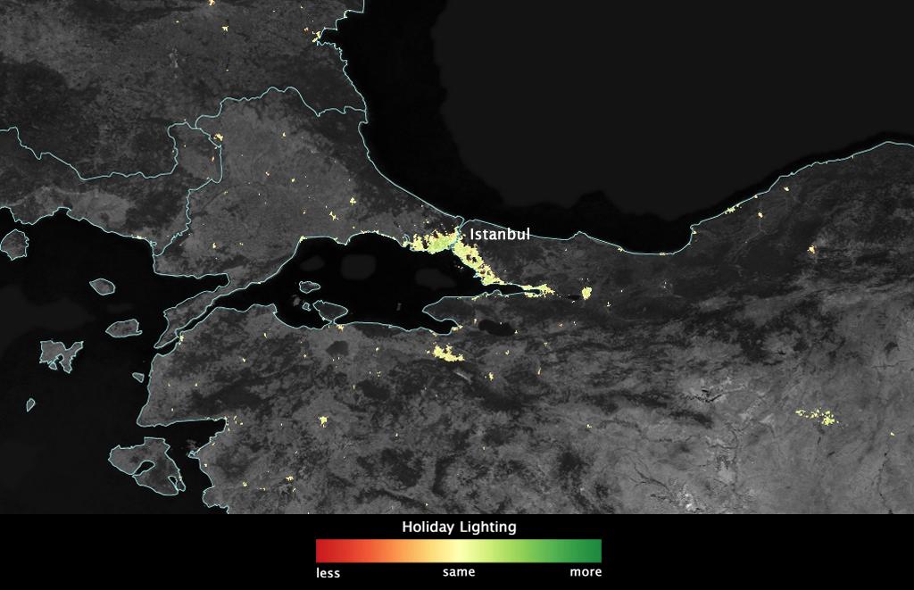 Satellite Sees Holiday Lights Brighten Cities - Istanbul