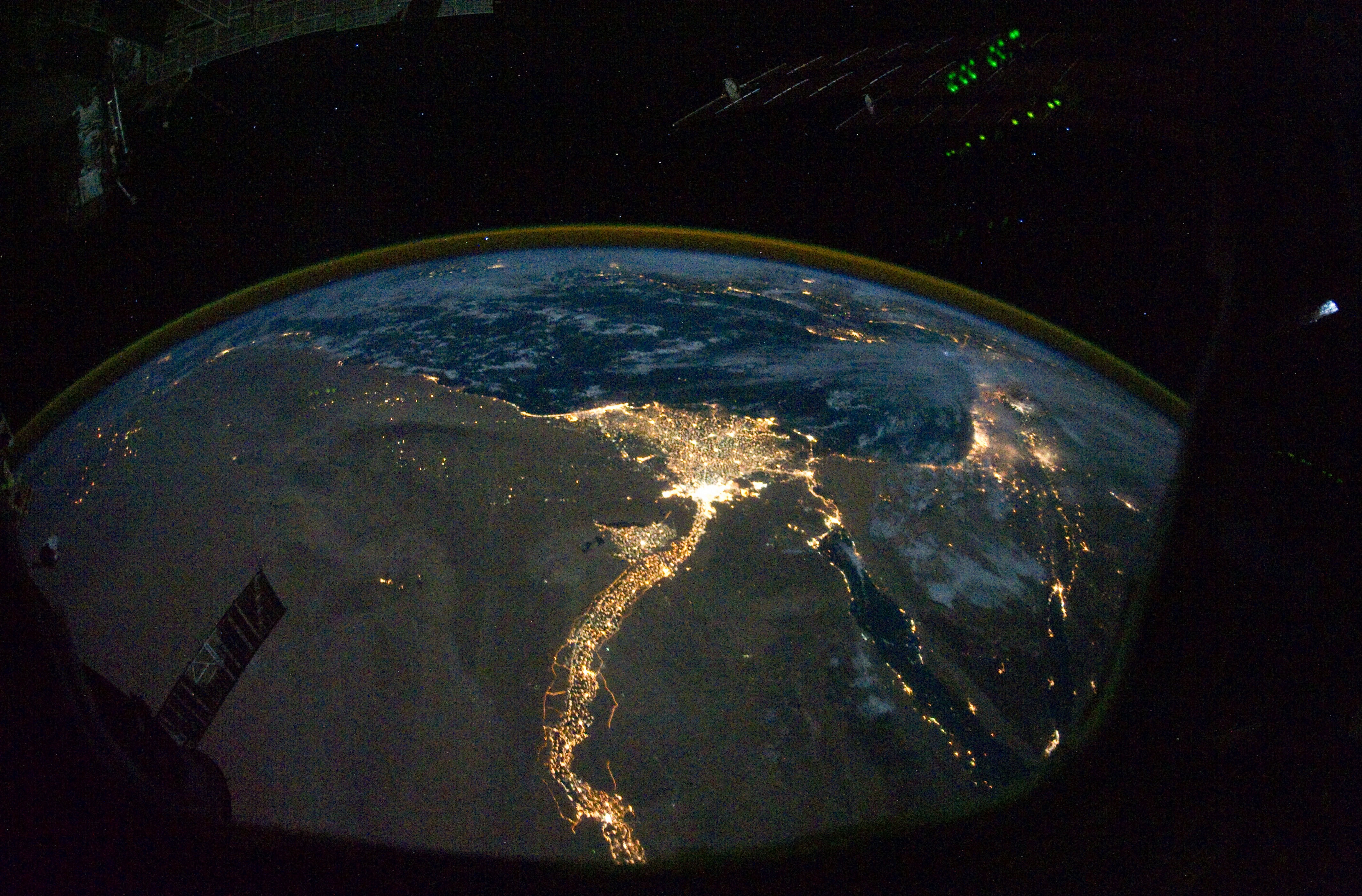 Cairo and Alexandria, Egypt at Night (NASA, International Space Station Science, 10:28:10)