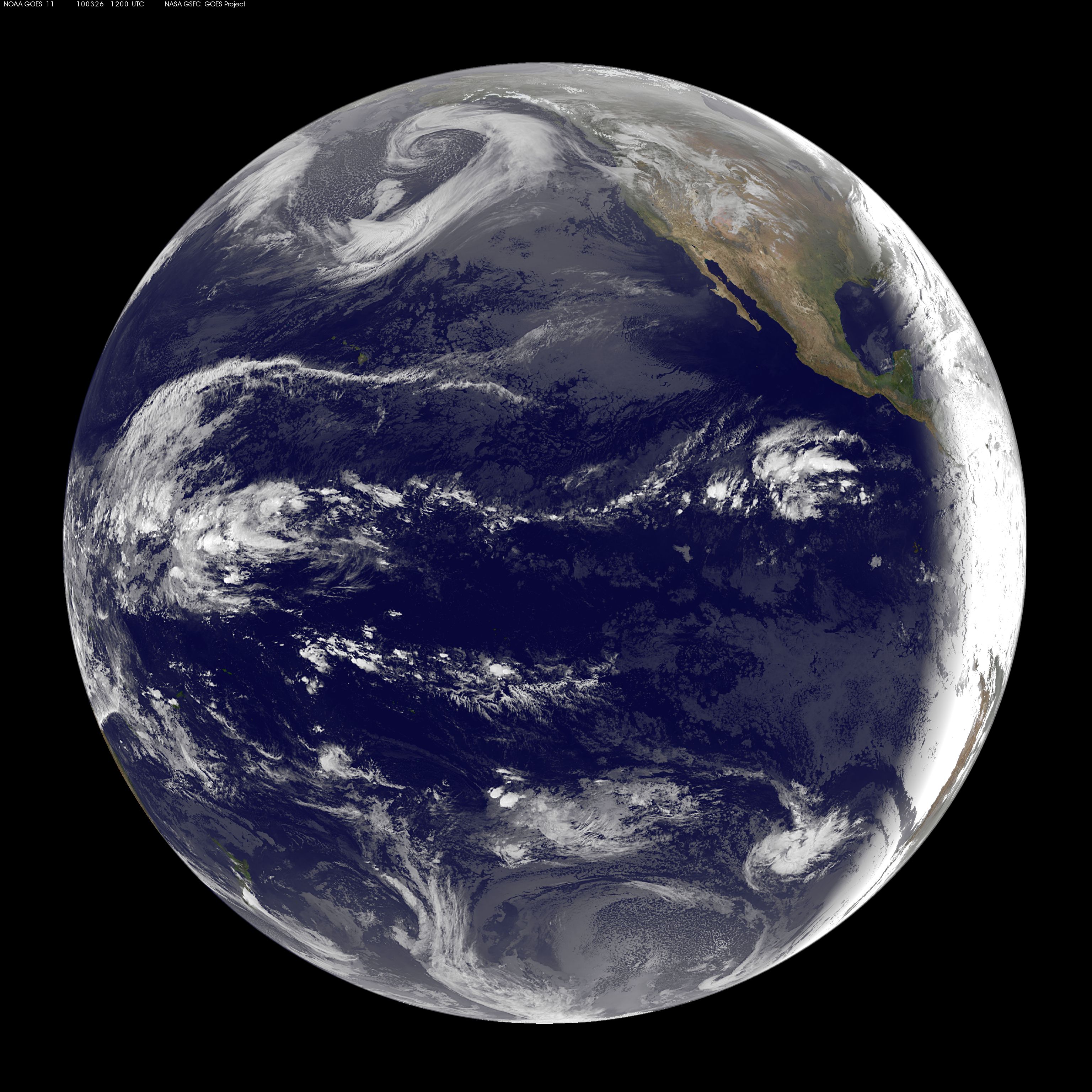 NASA GOES-11 Full Disk view March 26, 2010