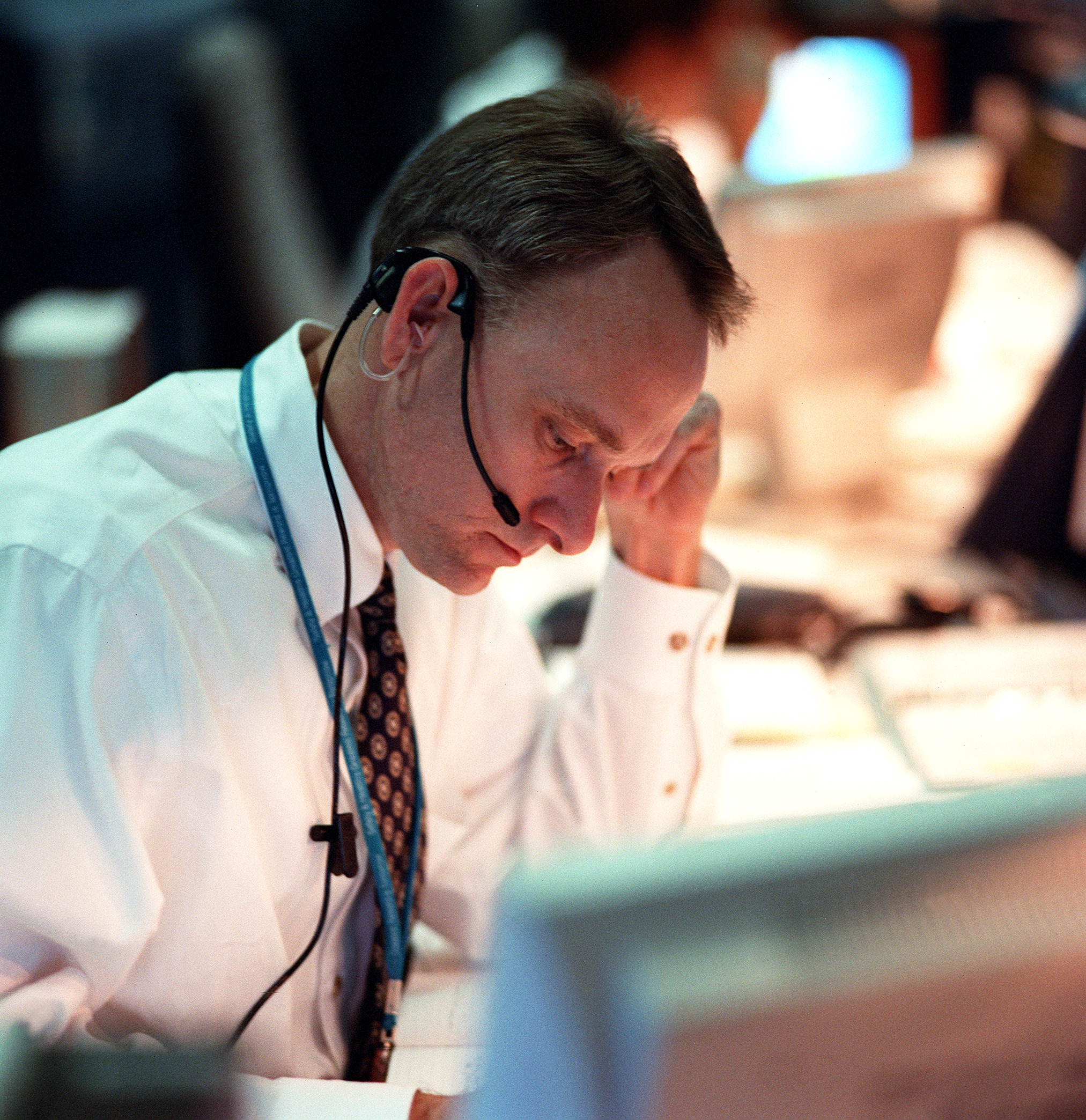 STS-99 launch activities in the MCC during the first try