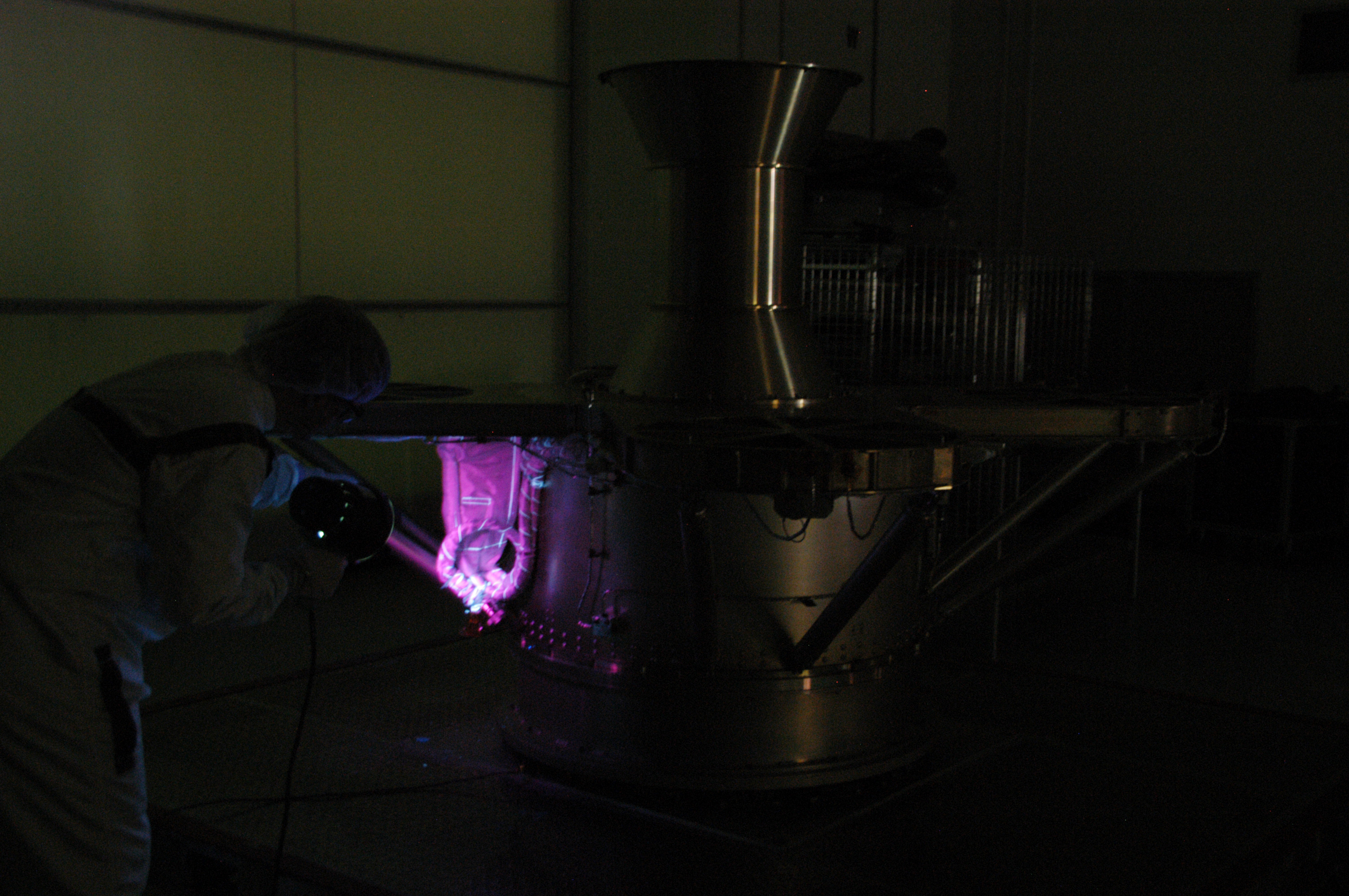 Inspection work on THEMIS at Astrotech