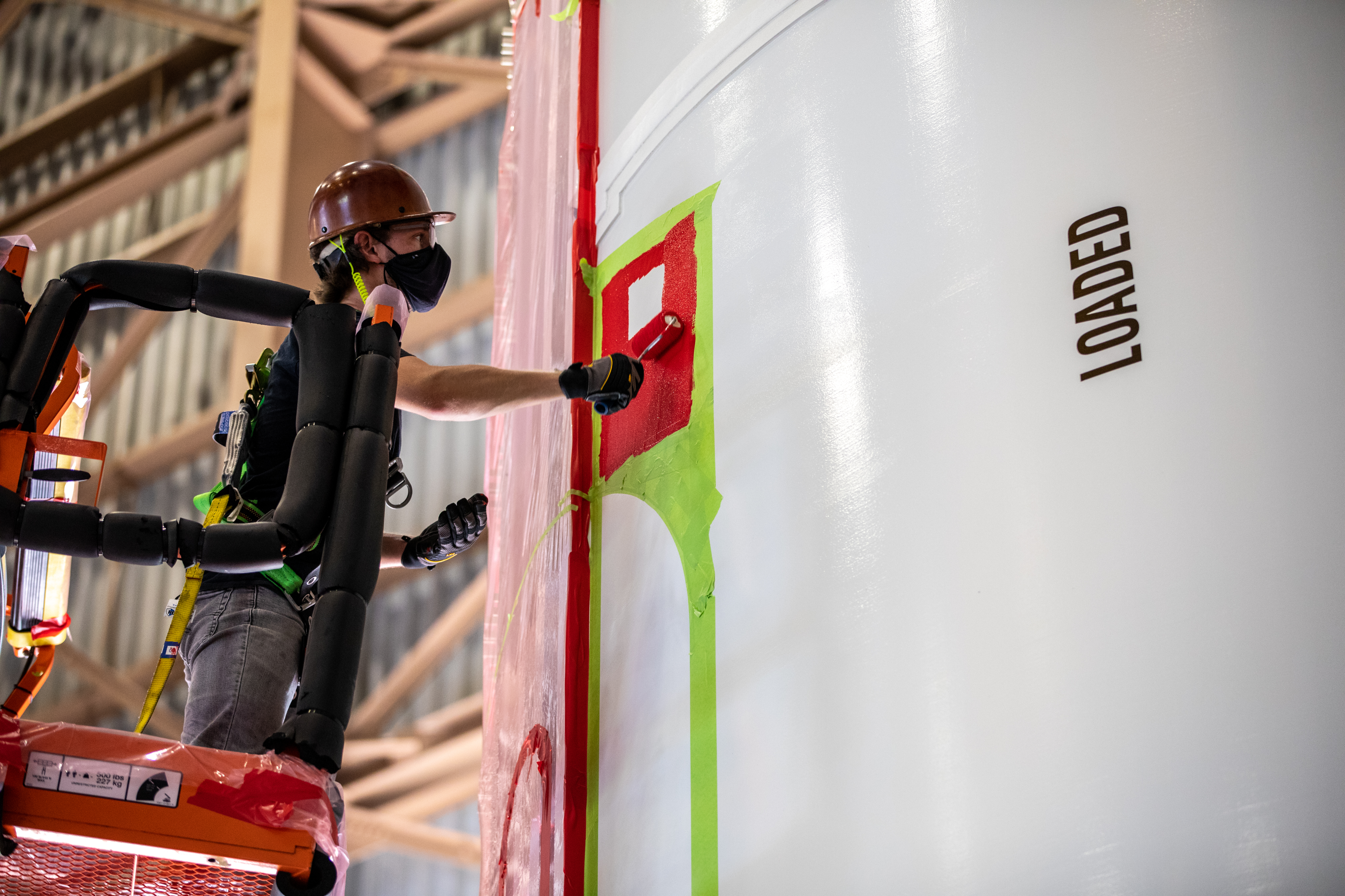 Worm Logo Painting on SLS Booster Segments