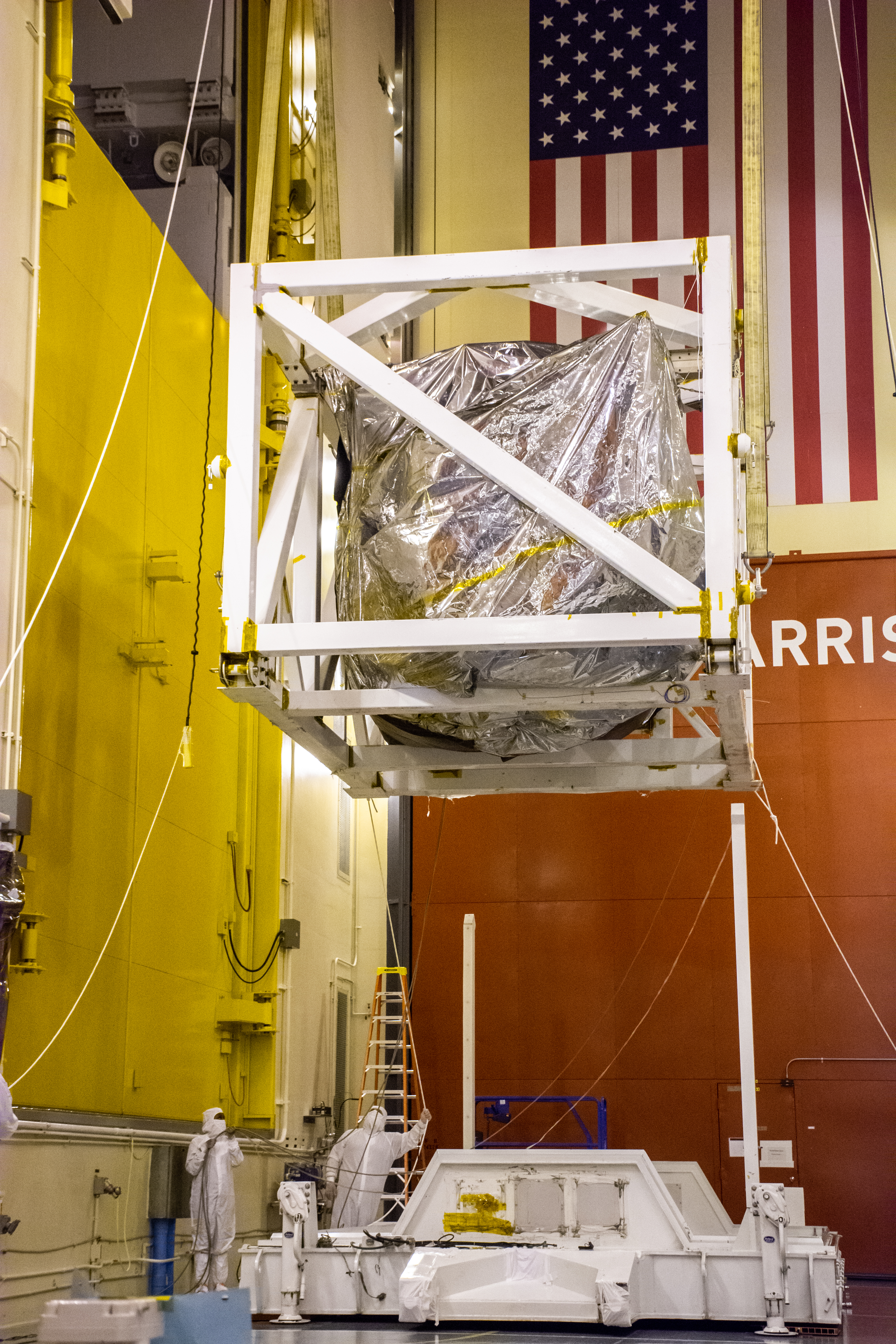 Landsat 9 Spacecraft (Observatory) Lift Off of Remaining Contain