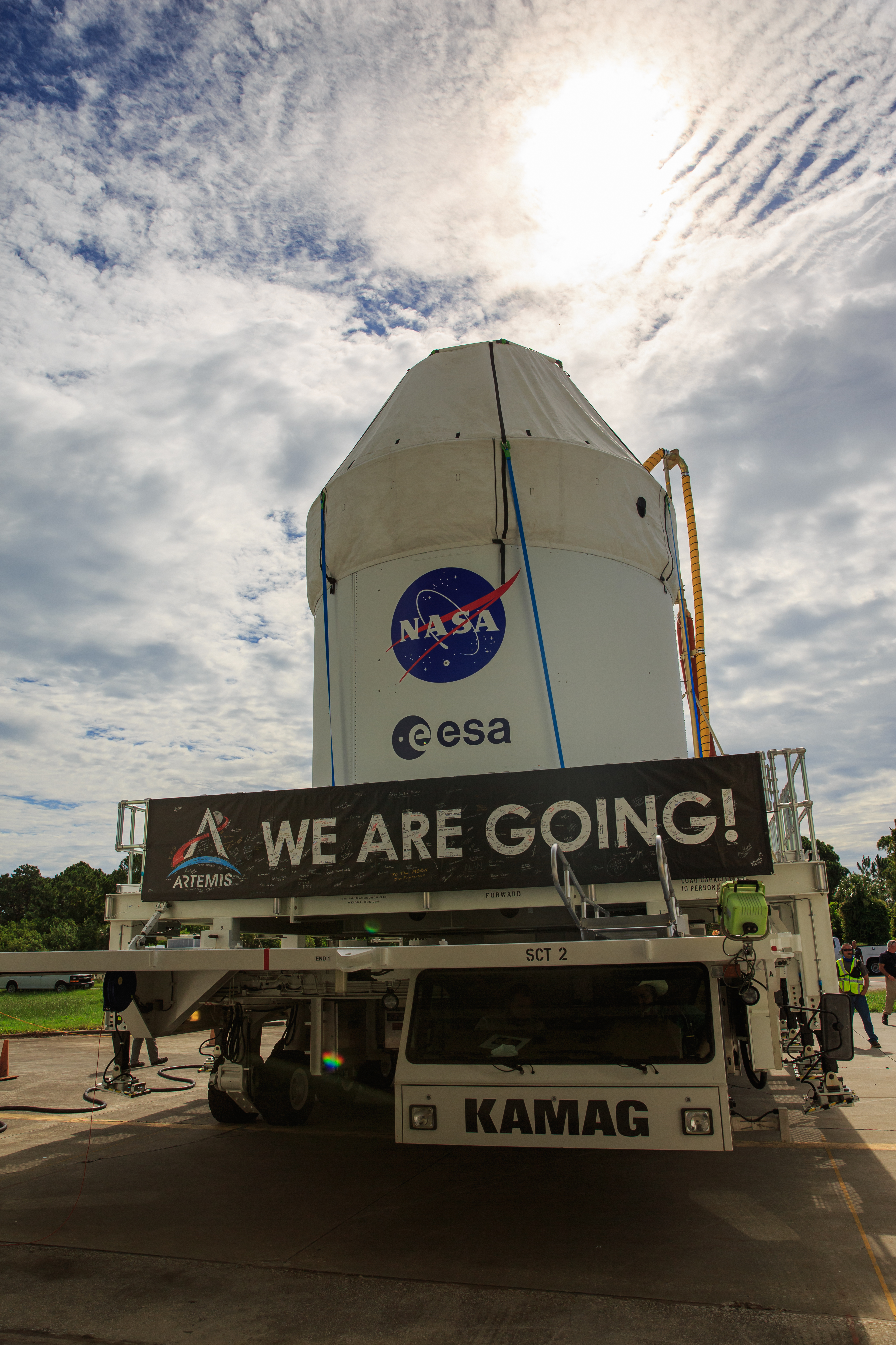 Artemis I - Orion Moves to Launch Abort System Facility (LASF)