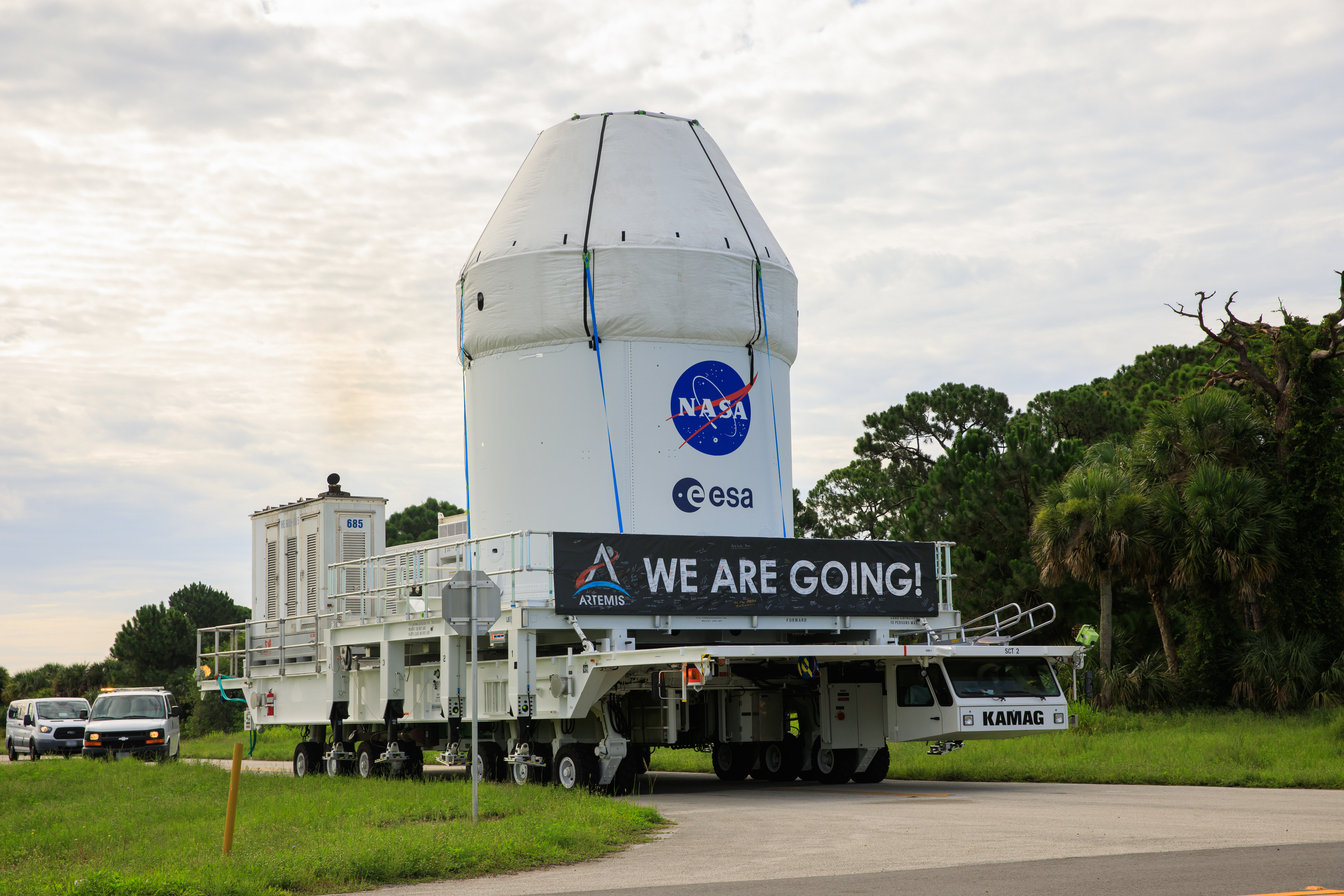 Artemis I - Orion Move to Launch Abort System Facility (LASF)