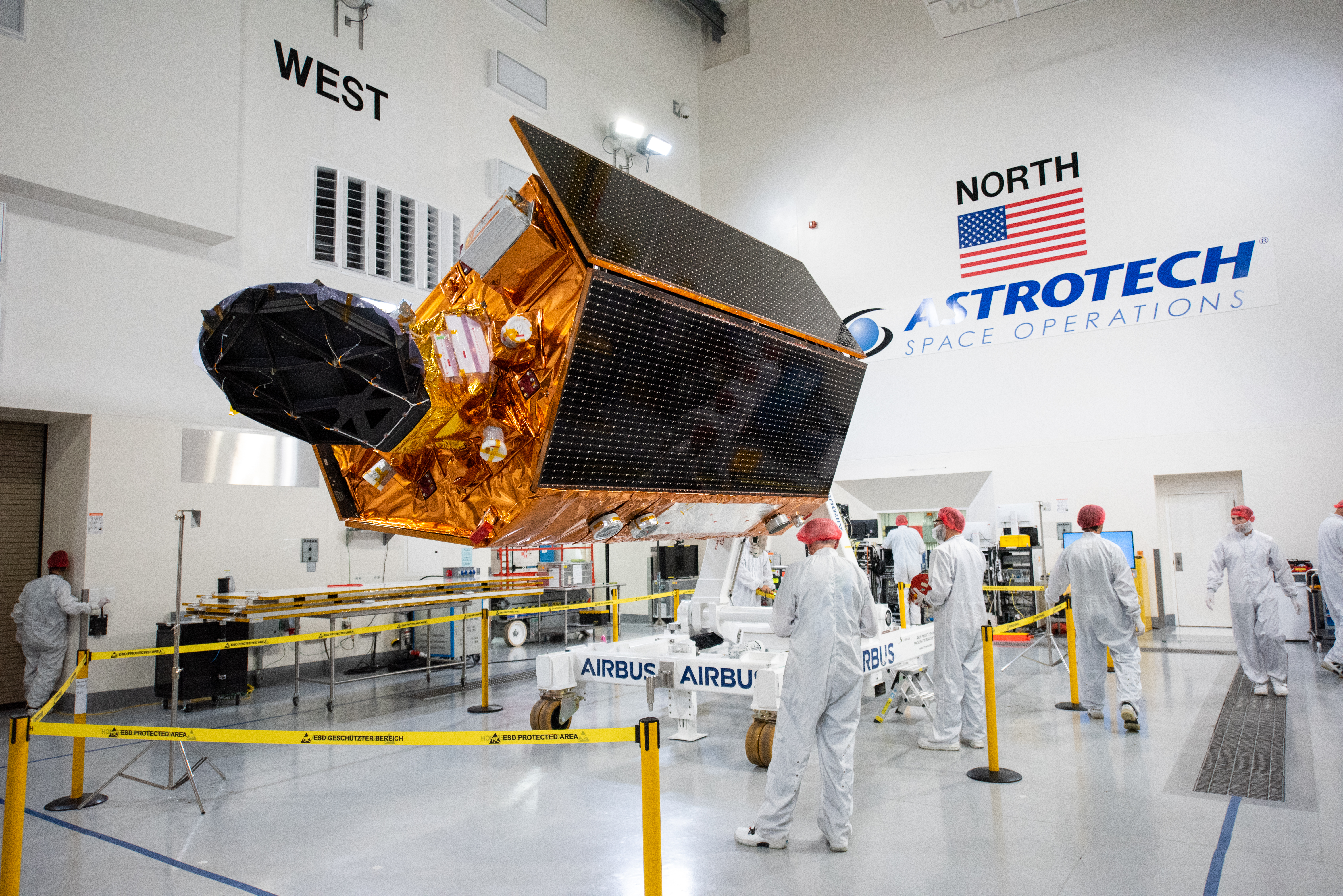 Sentinel-6B Spacecraft Mated to Work Stand