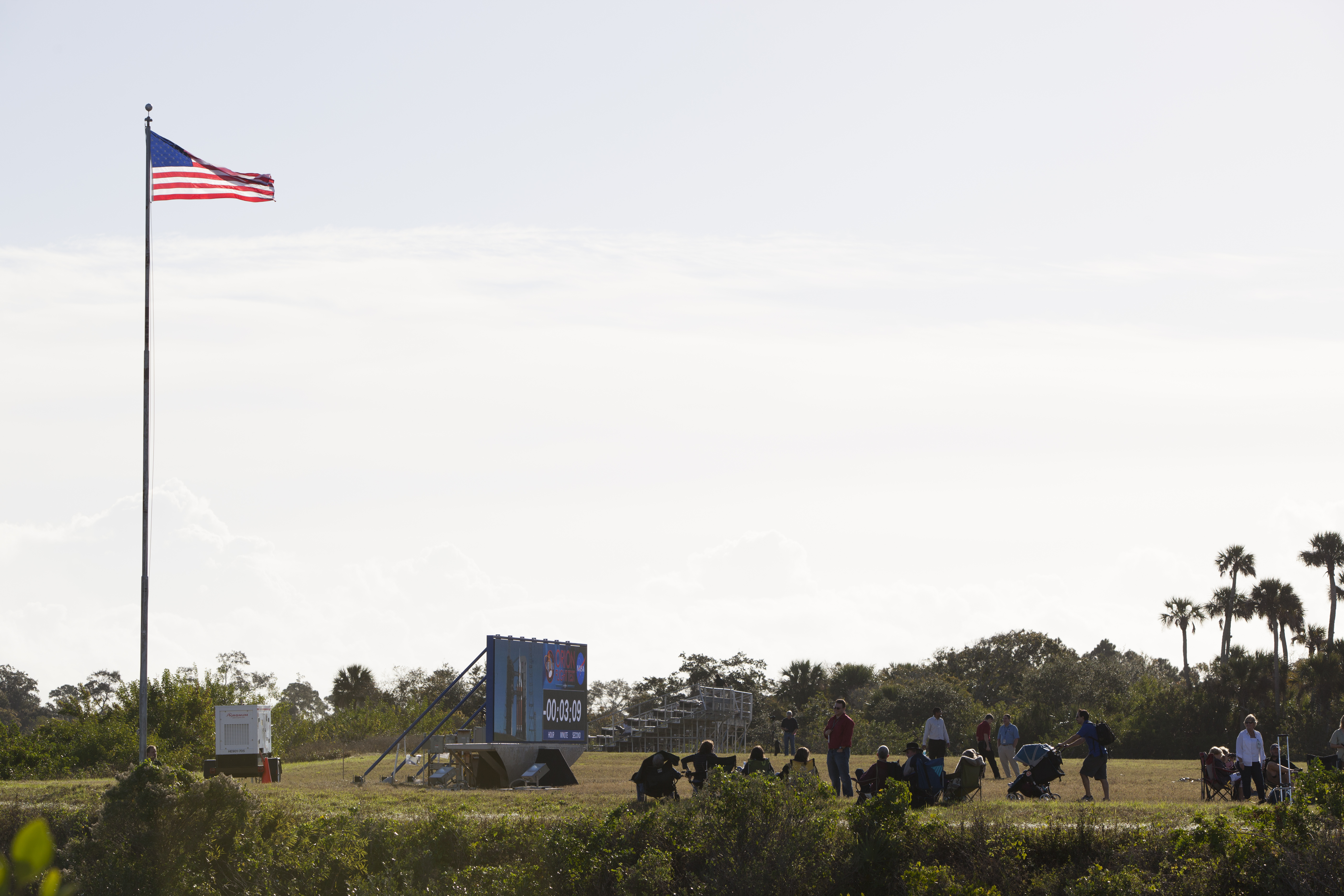 Media at the Press Site for the Orion Launch
