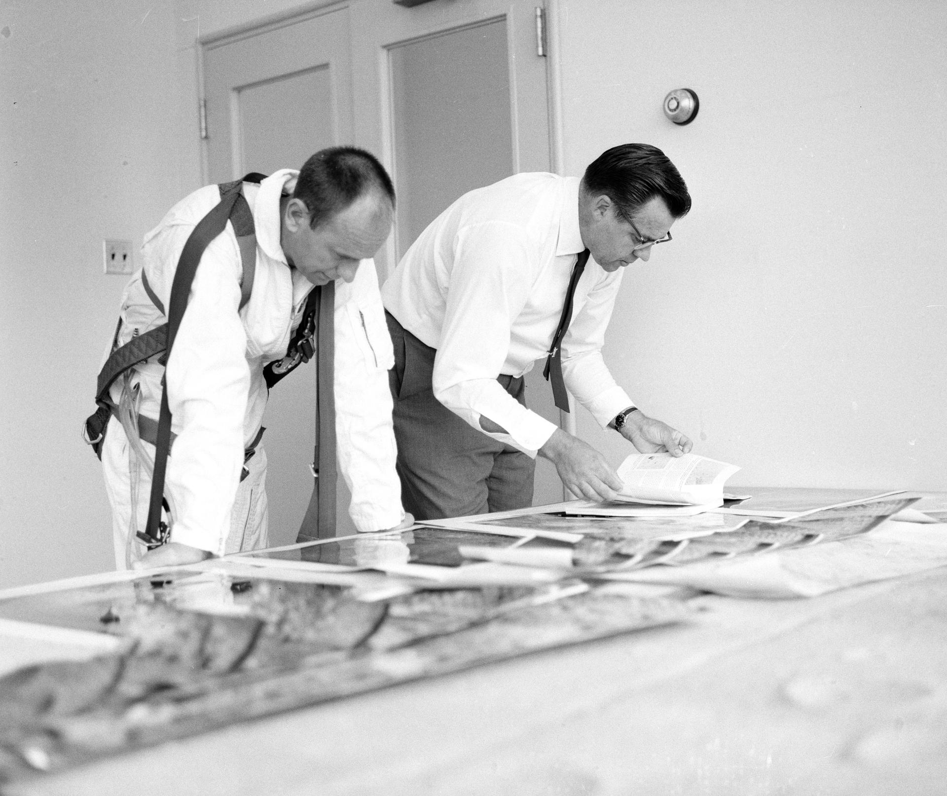 Astronauts Conrad and Bean at Lunar Landing Research Facility