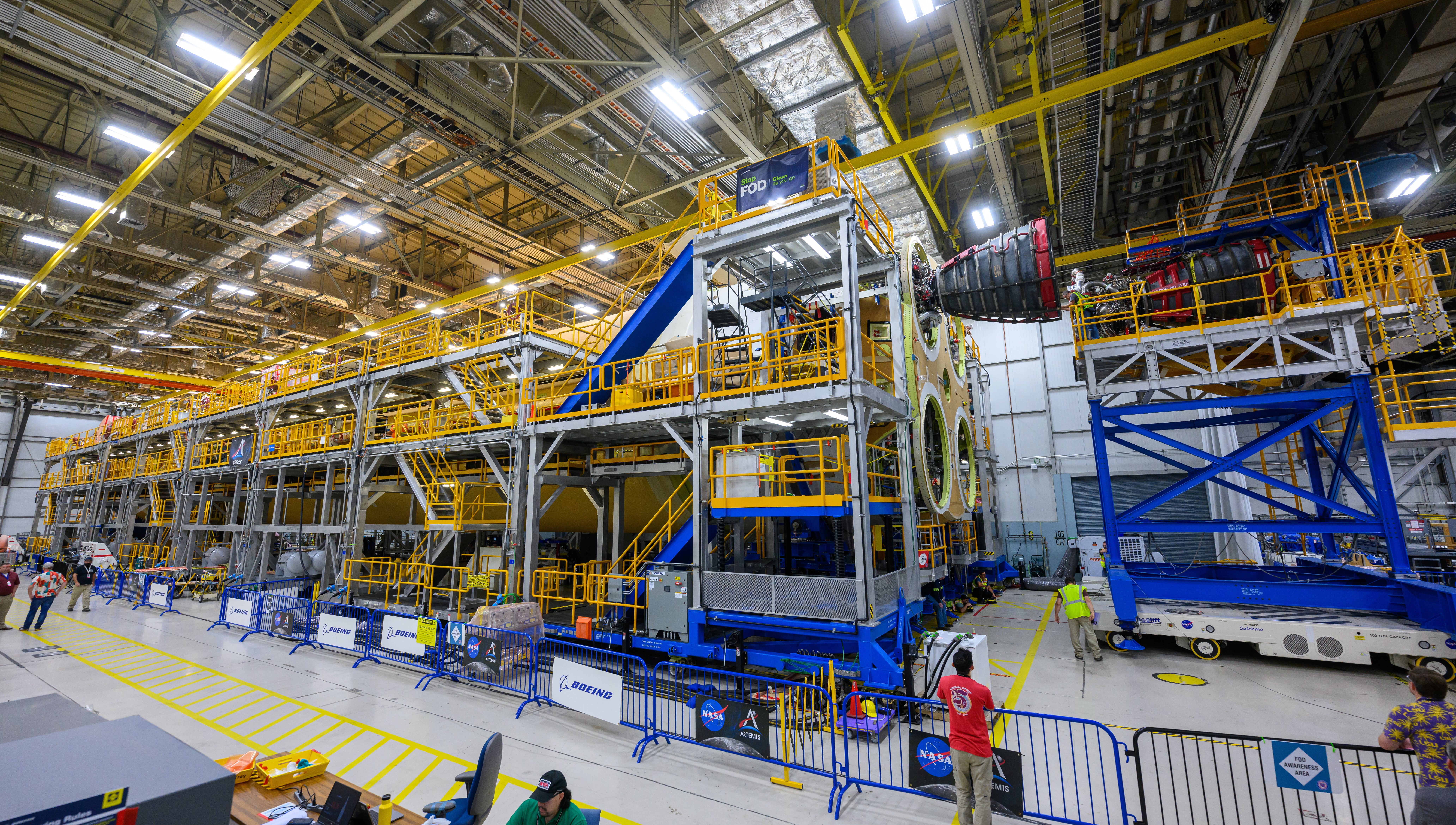 Engine Installation Continues for Artemis II Moon Rocket at NASA Michoud