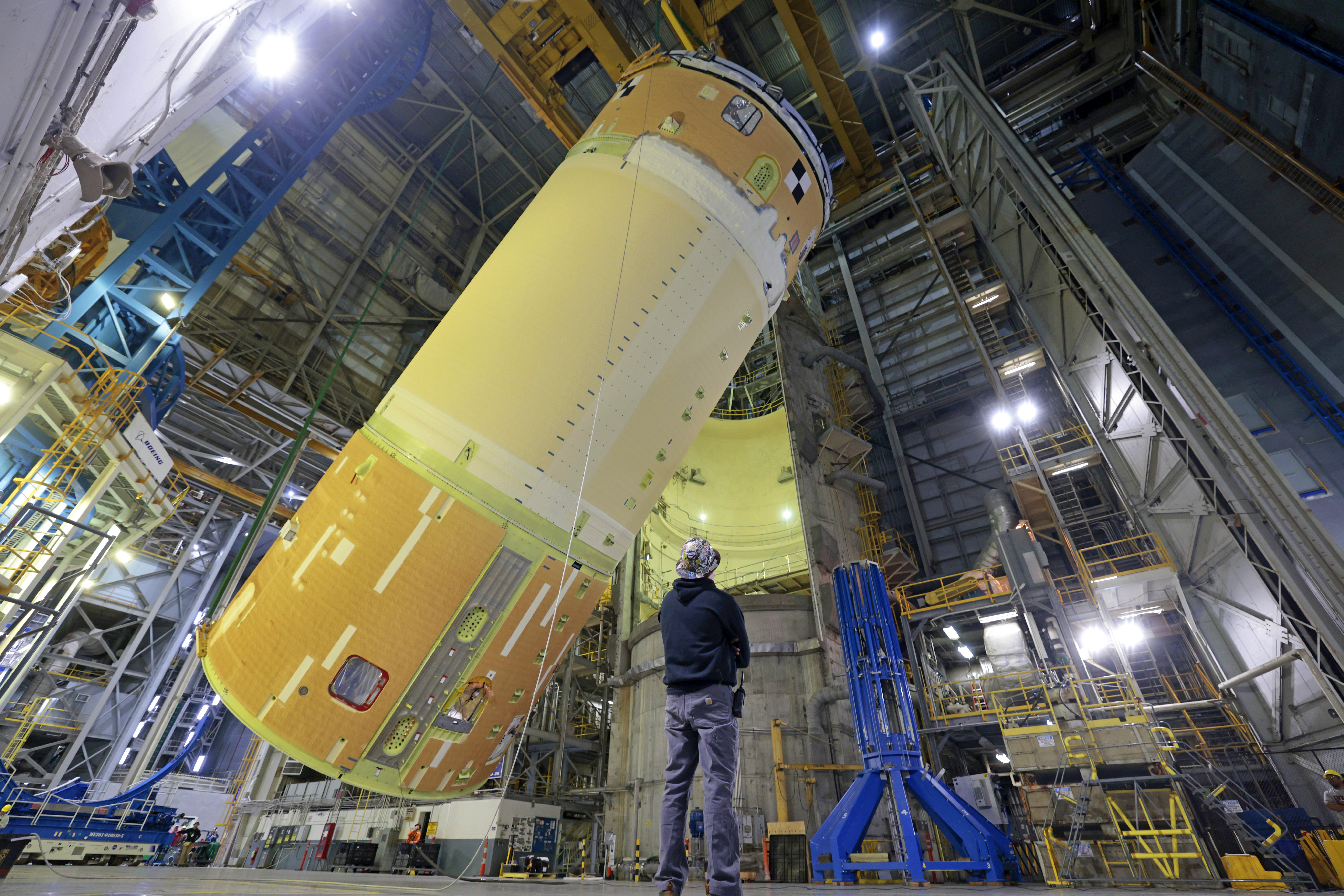 Artemis III Core Stage Forward Join Lifts from Stacking Cell