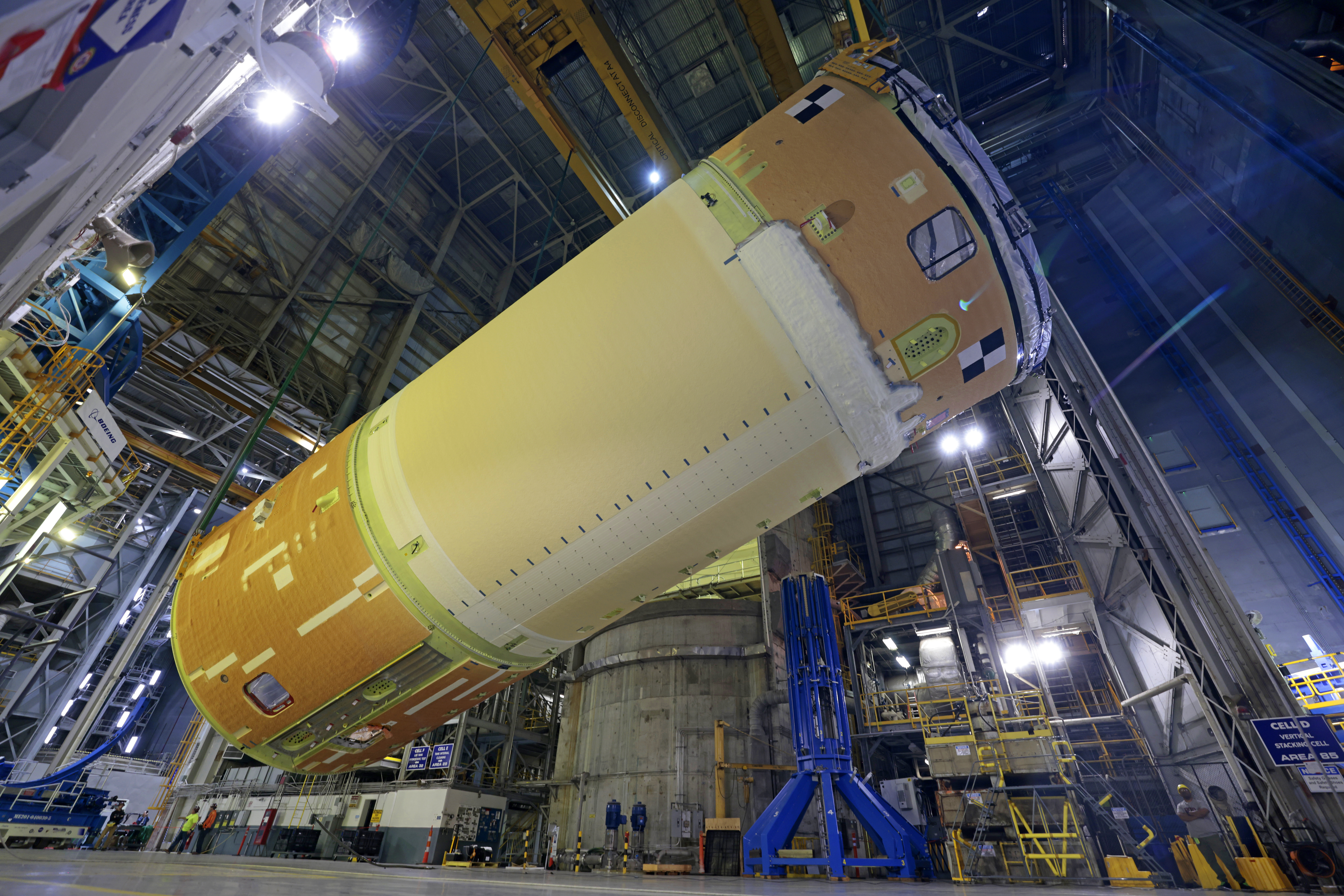 Artemis III Core Stage Forward Join Lifts from Stacking Cell