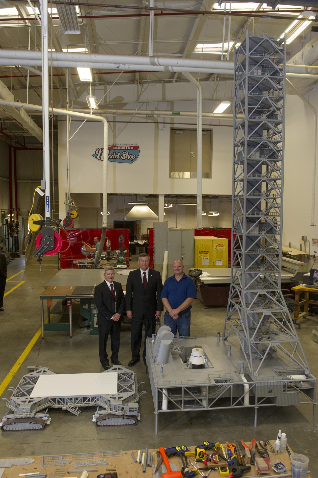Patrick Scheuermann and Johnny Stephenson tour the MSFC model shop