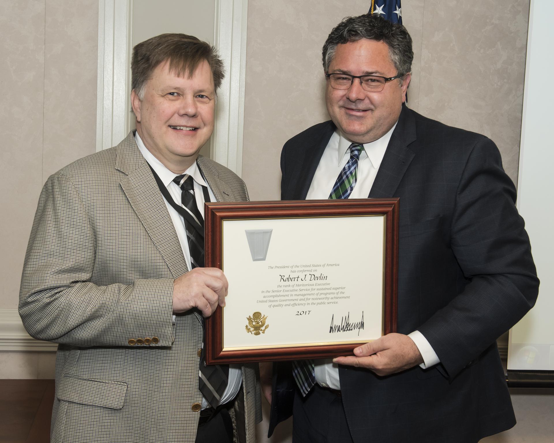 Robert Devlin presented with 2017 Presidential Rank Award for Me