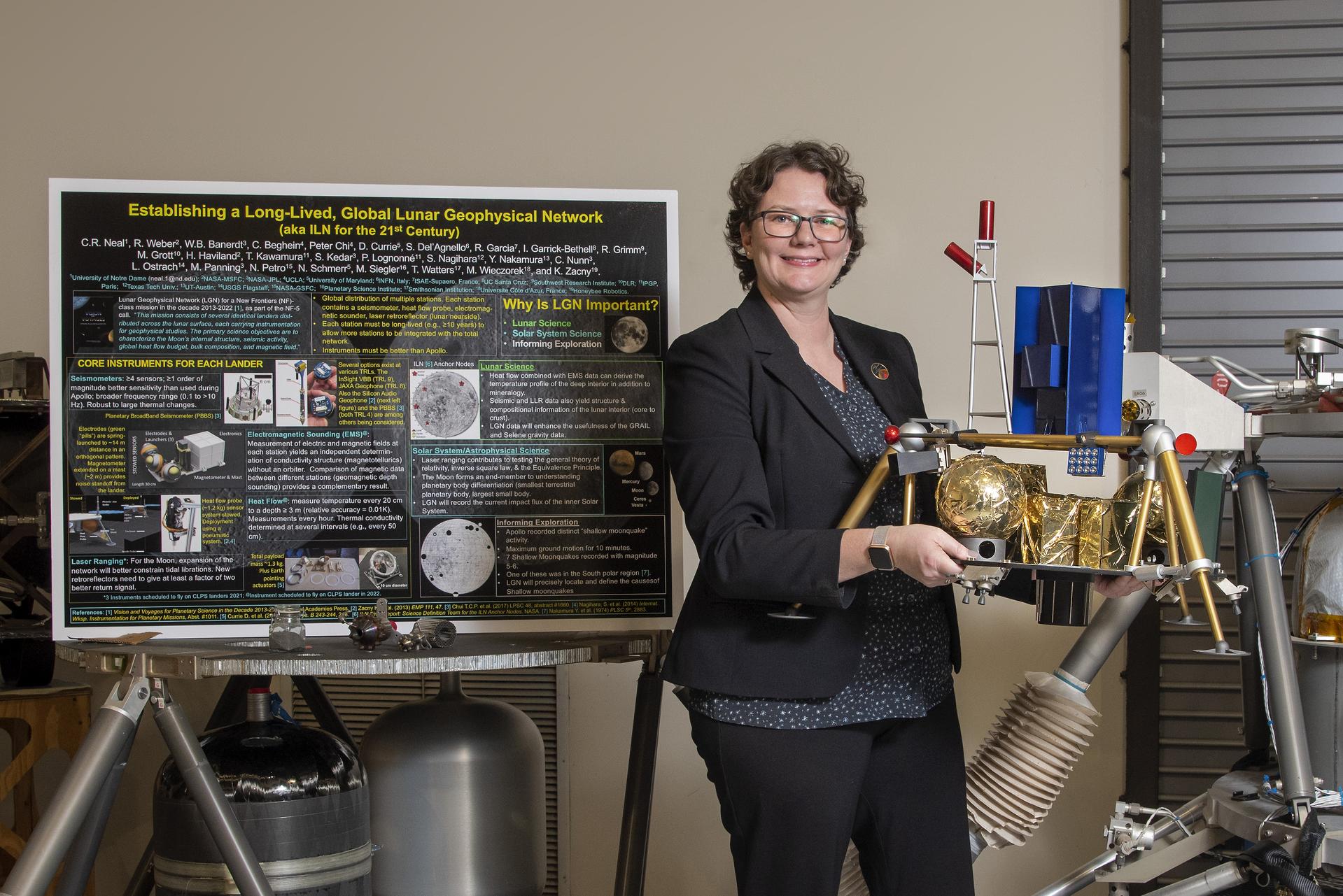 MSFC Chief Scientist Renee Weber with Lunar Lander Models