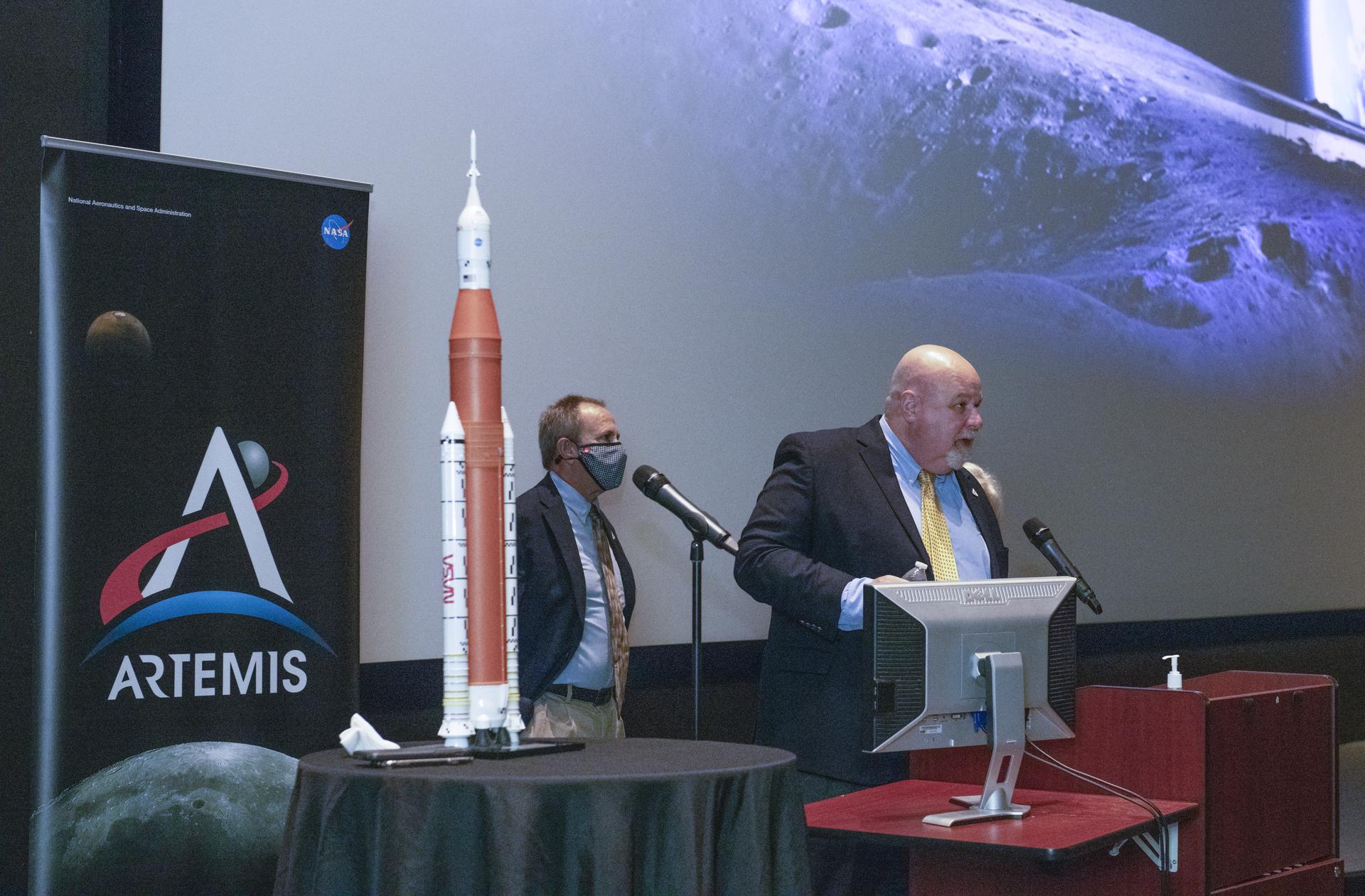 John Honeycutt, SLS Program Manager, takes questions at Chamber