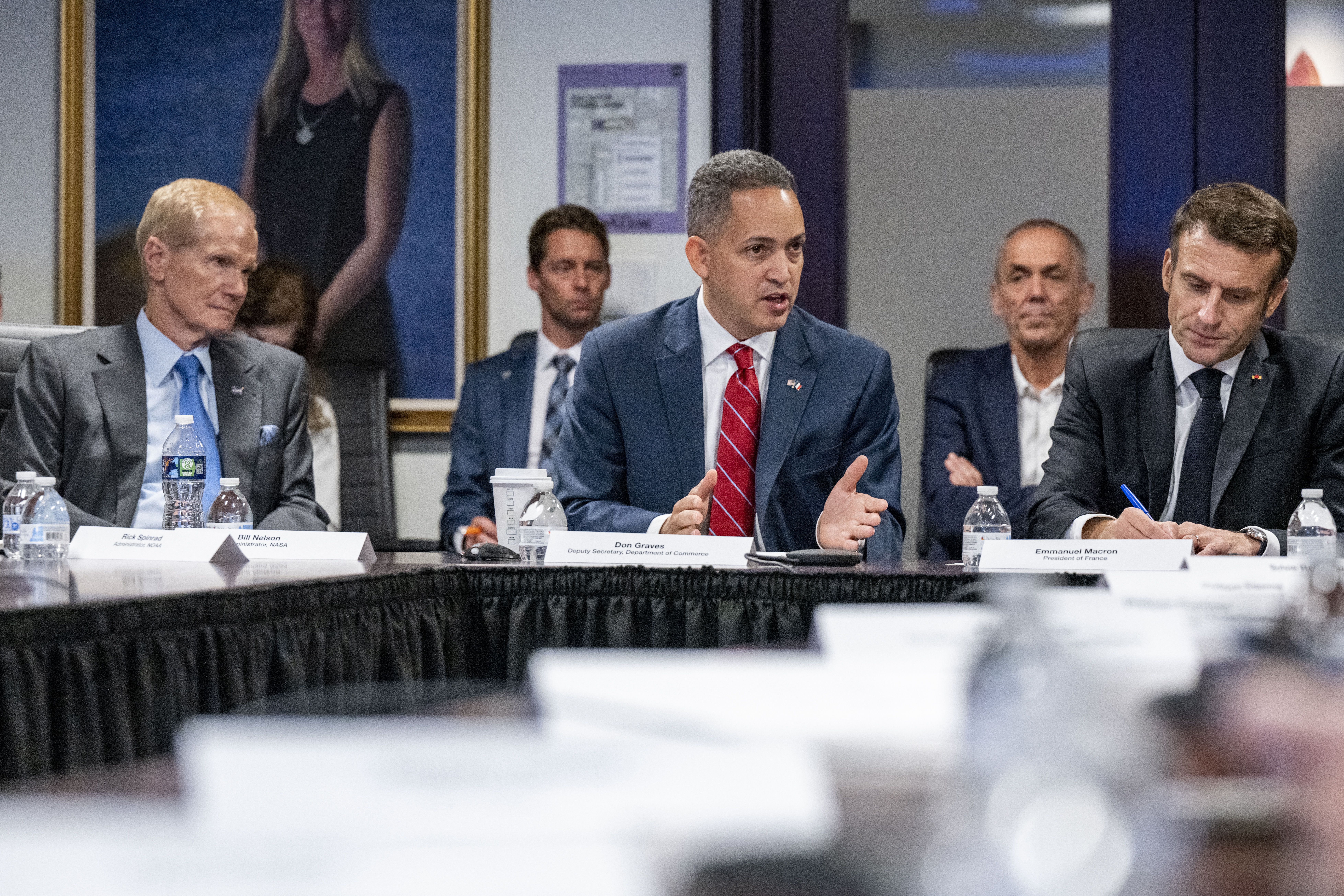 Vice President Harris and French President Macron meet at NASA H