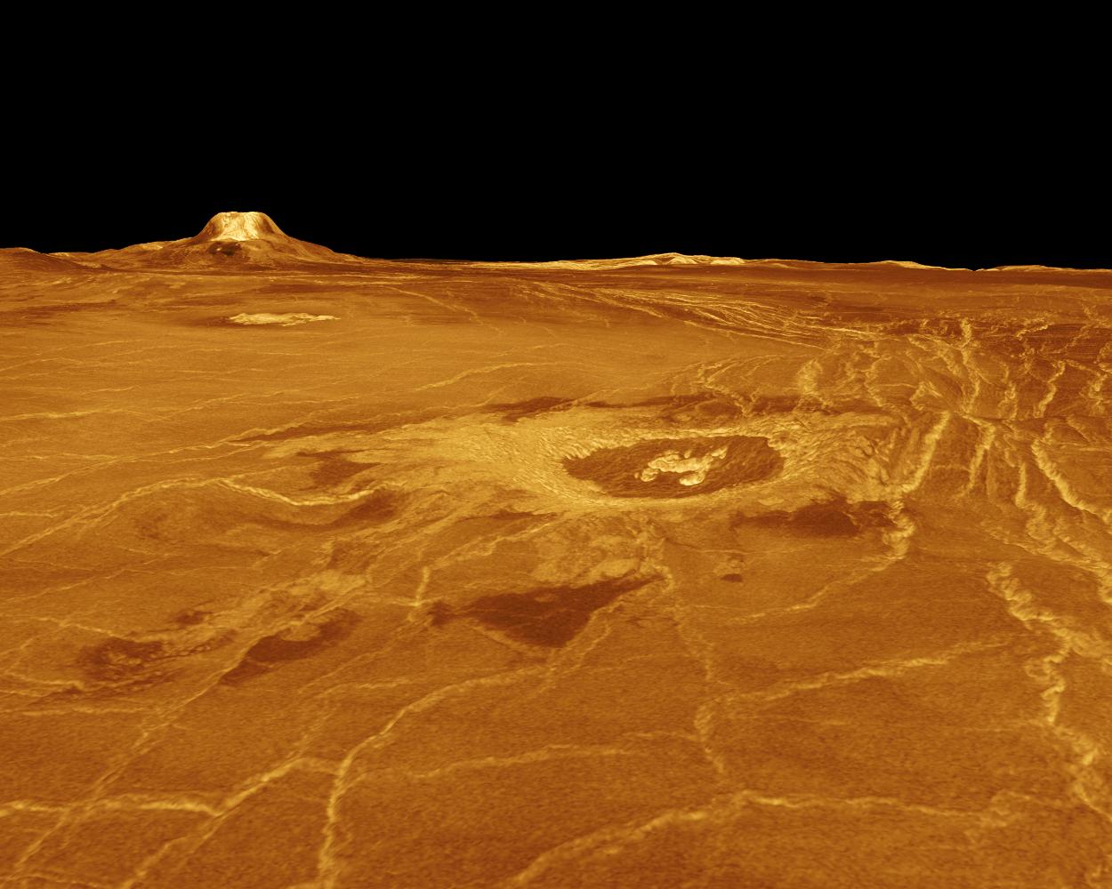 Venus - 3-D Perspective View of Eistla Regio