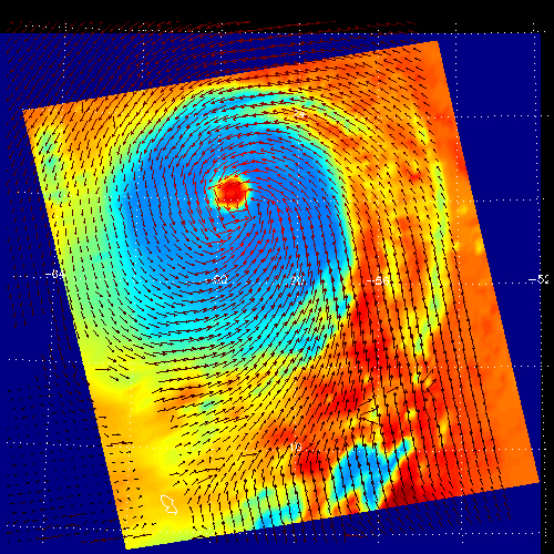Hurricane Isabel, AIRS Infrared and SeaWinds Scatterometer Data Combined