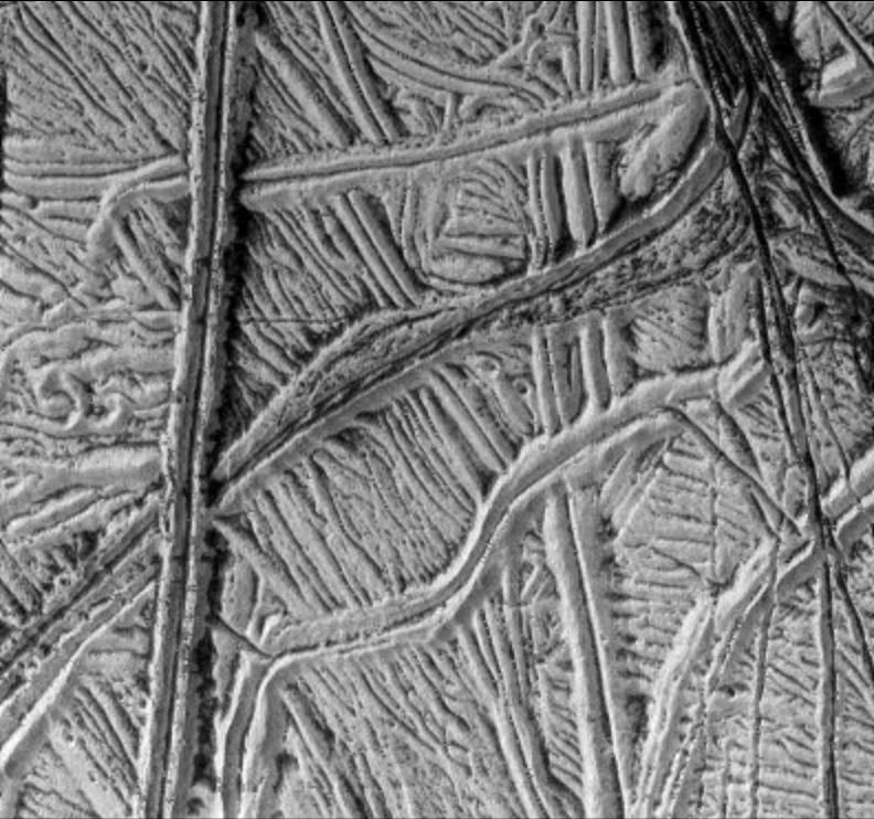 High-Resolution Image of Europa Ridged Plains