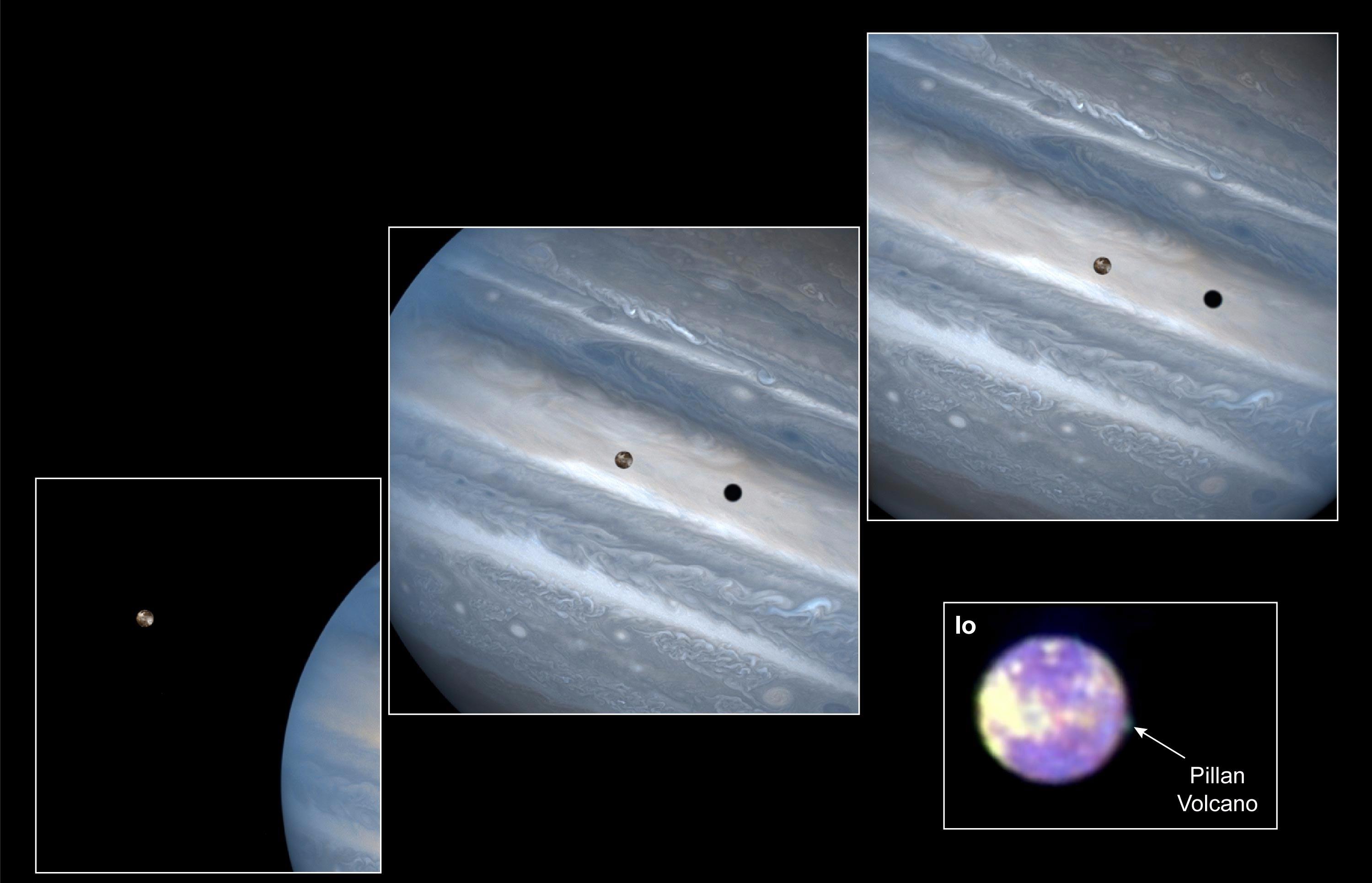 Hubble Clicks Images of Io Sweeping Across Jupiter