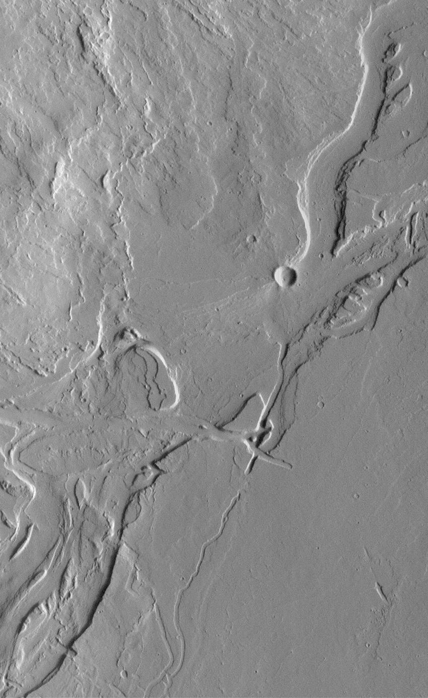 Valleys and Lava Flows near Olympus Mons