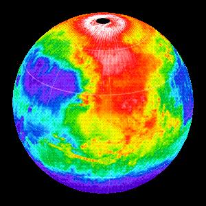 Martian Temperatures Measured by the Thermal Emission Spectrometer TES. Pathfinder Landing Aite View