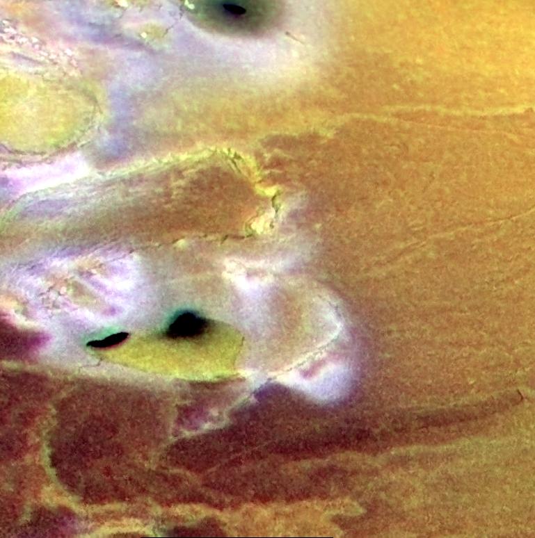 Terrain near Io South Pole, in Color