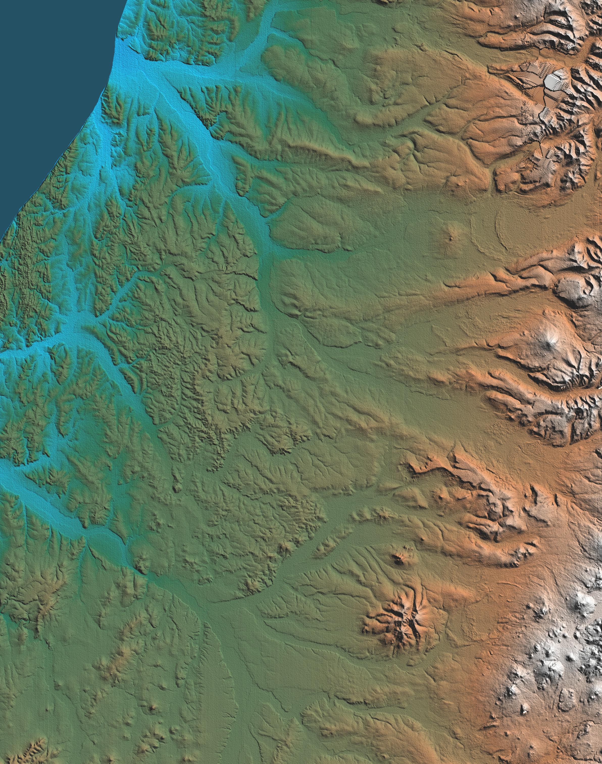Shaded Relief, Kamchatka Peninsula, Russia