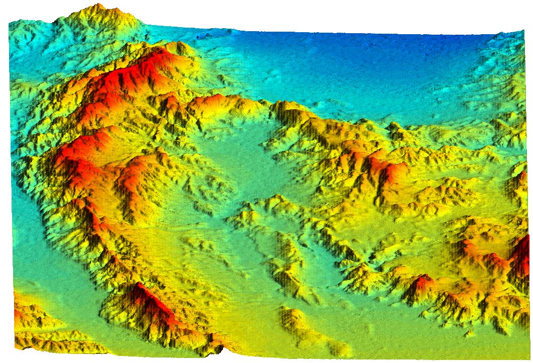 Simi Valley, California, Perspective View of Shaded Relief, Color as Height