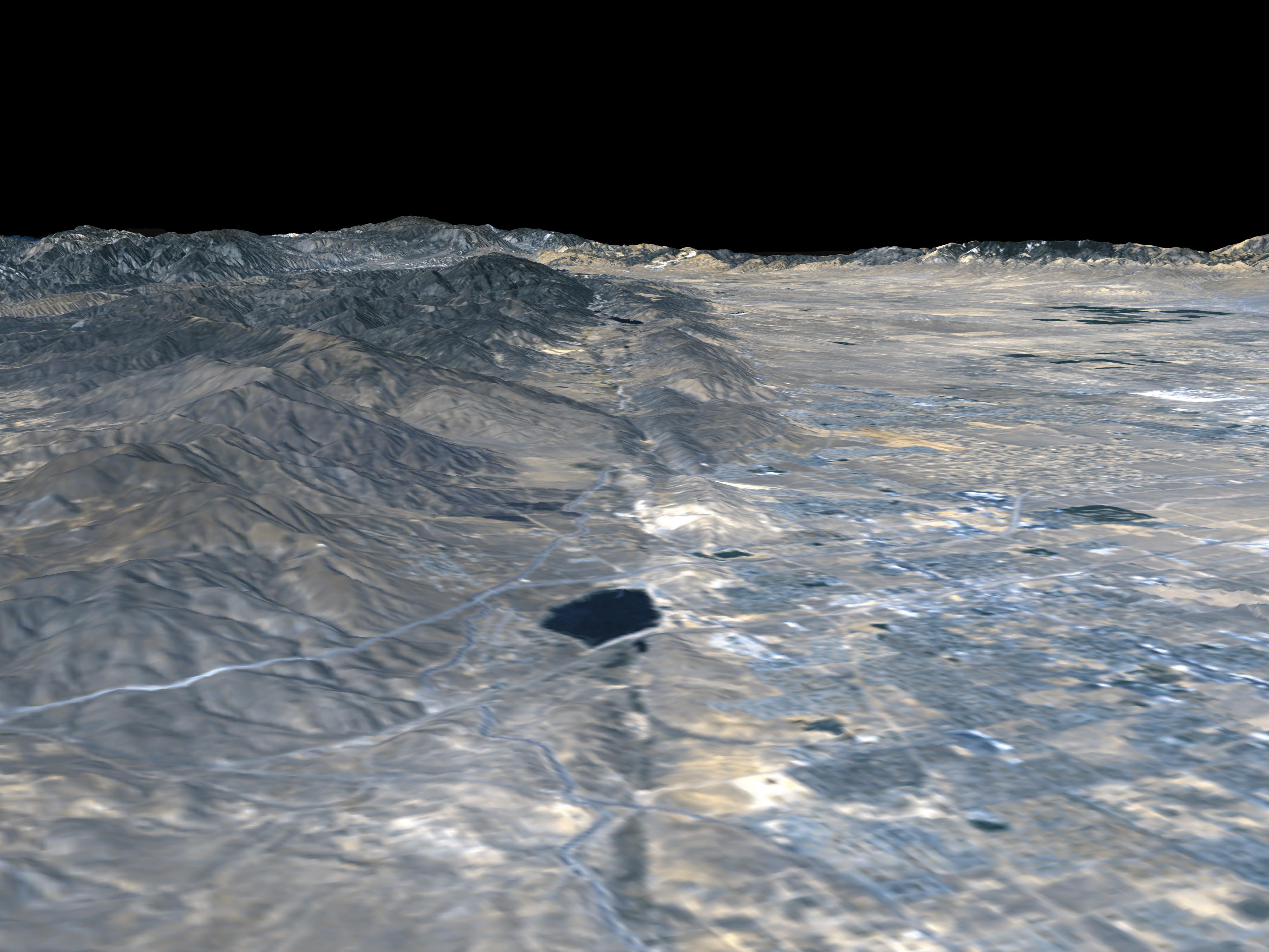Perspective view, Landsat overlay San Andreas Fault, Palmdale, California