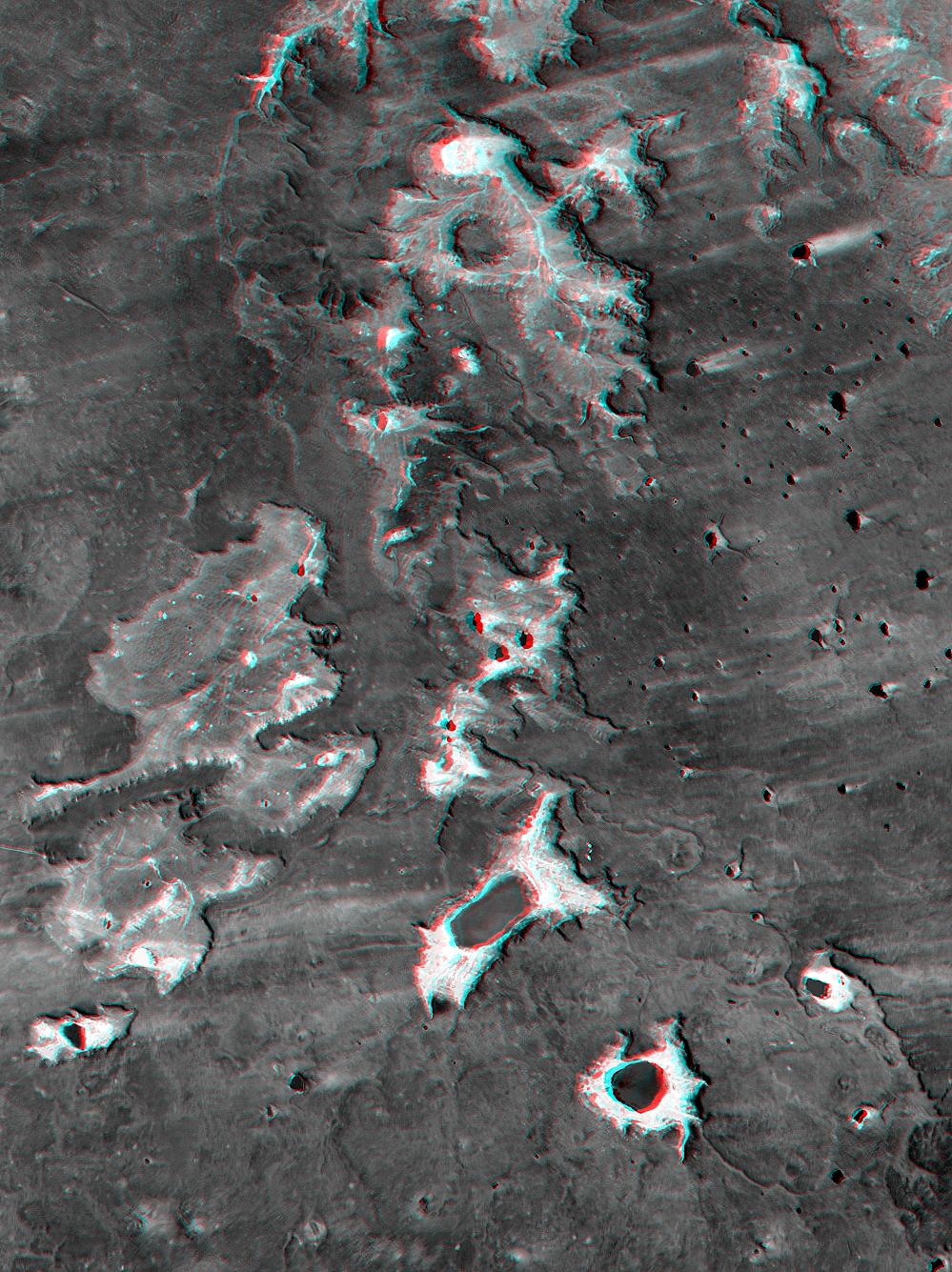 SRTM Anaglyph: Meseta de Somuncura, Patagonia, Argentina Near Los Menucos