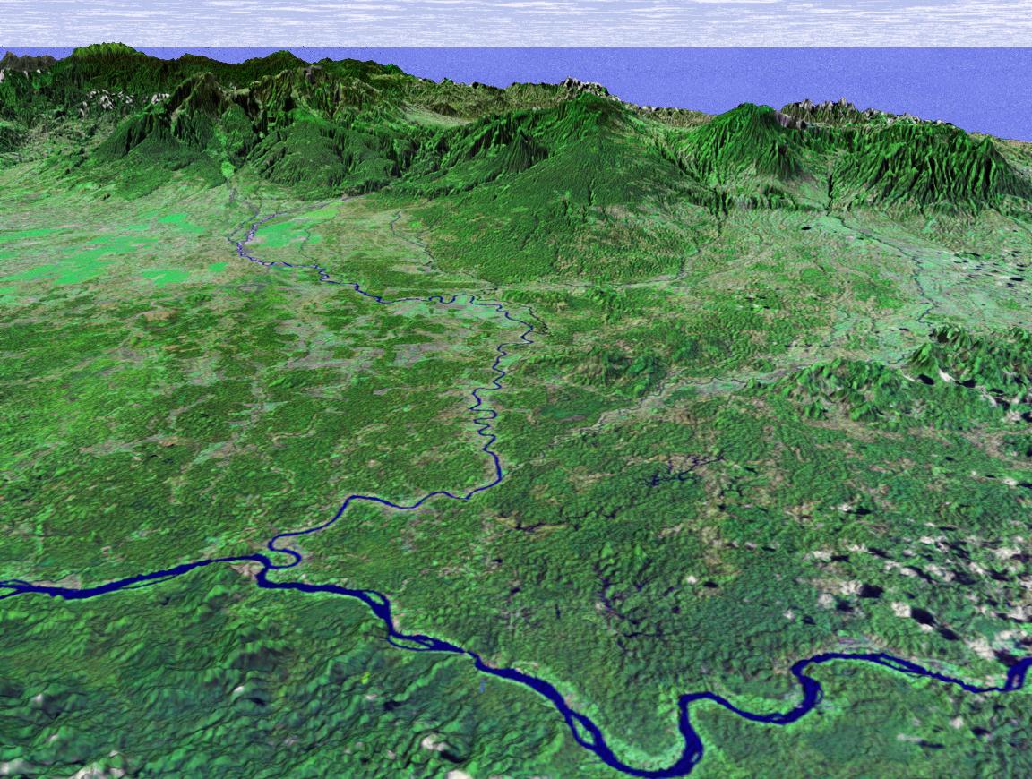 SRTM Perspective View with Landsat Overlay: Costa Rica Coastal Plain