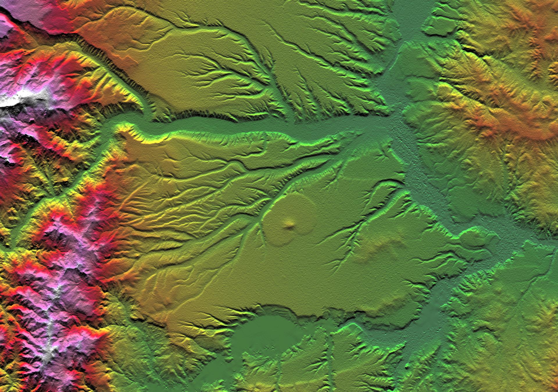 SRTM Colored Height and Shaded Relief: Corral de Piedra, Argentina