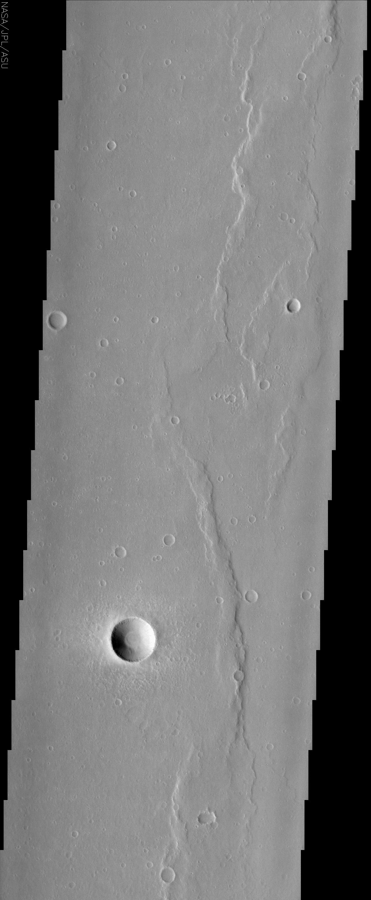 Wrinkle Ridges and Young Fresh Crater