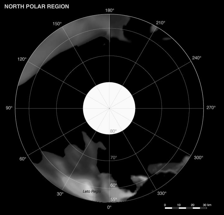 Phoebe: Cartographic Projections North Polar Map
