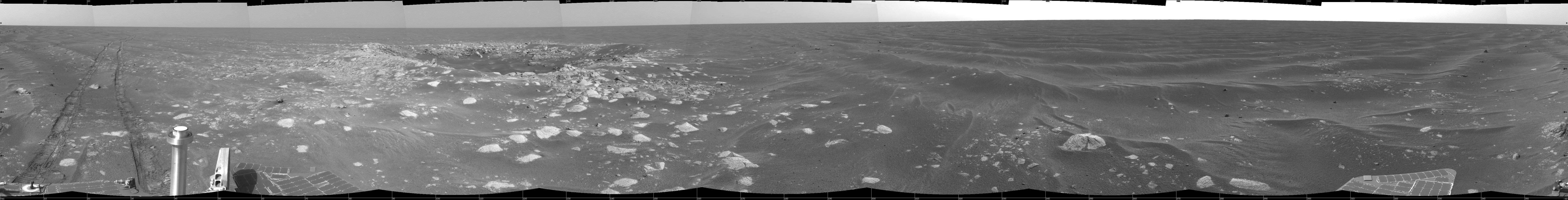 Opportunity View of Viking Crater, Sol 421