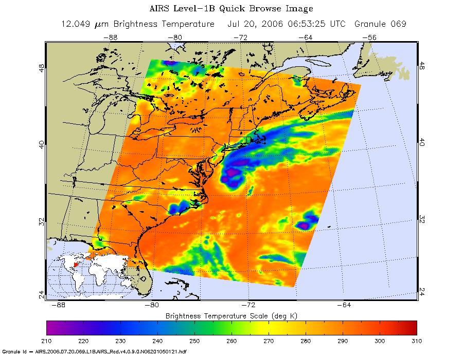 Tropical Storm Beryl as Observed by NASA Spaceborne Atmospheric Infrared Sounder AIRS