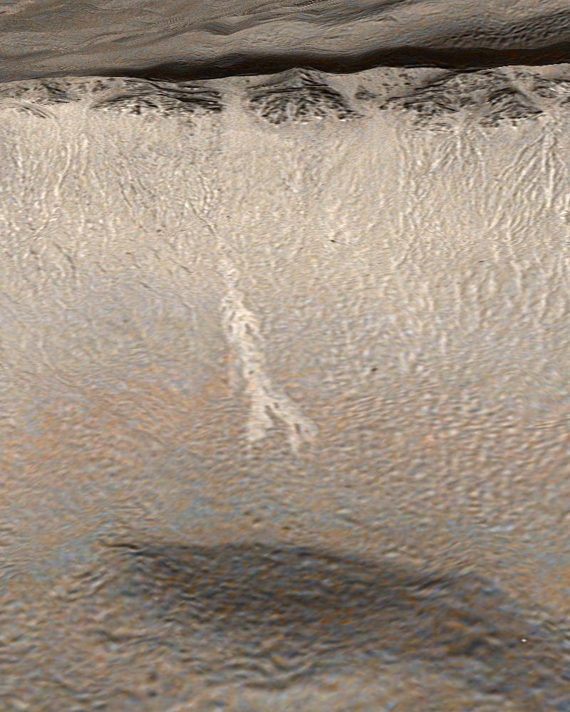 New Gully Deposit in a Crater in the Centauri Montes Region
