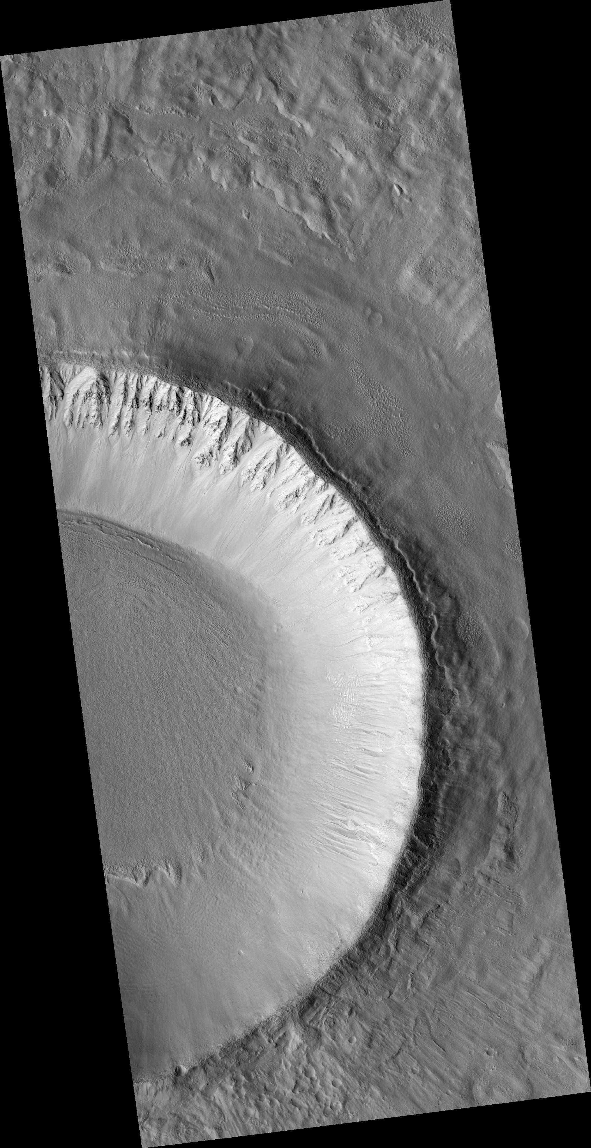 Spokes, Creep, and Channels in a Crater in Utopia Planitia